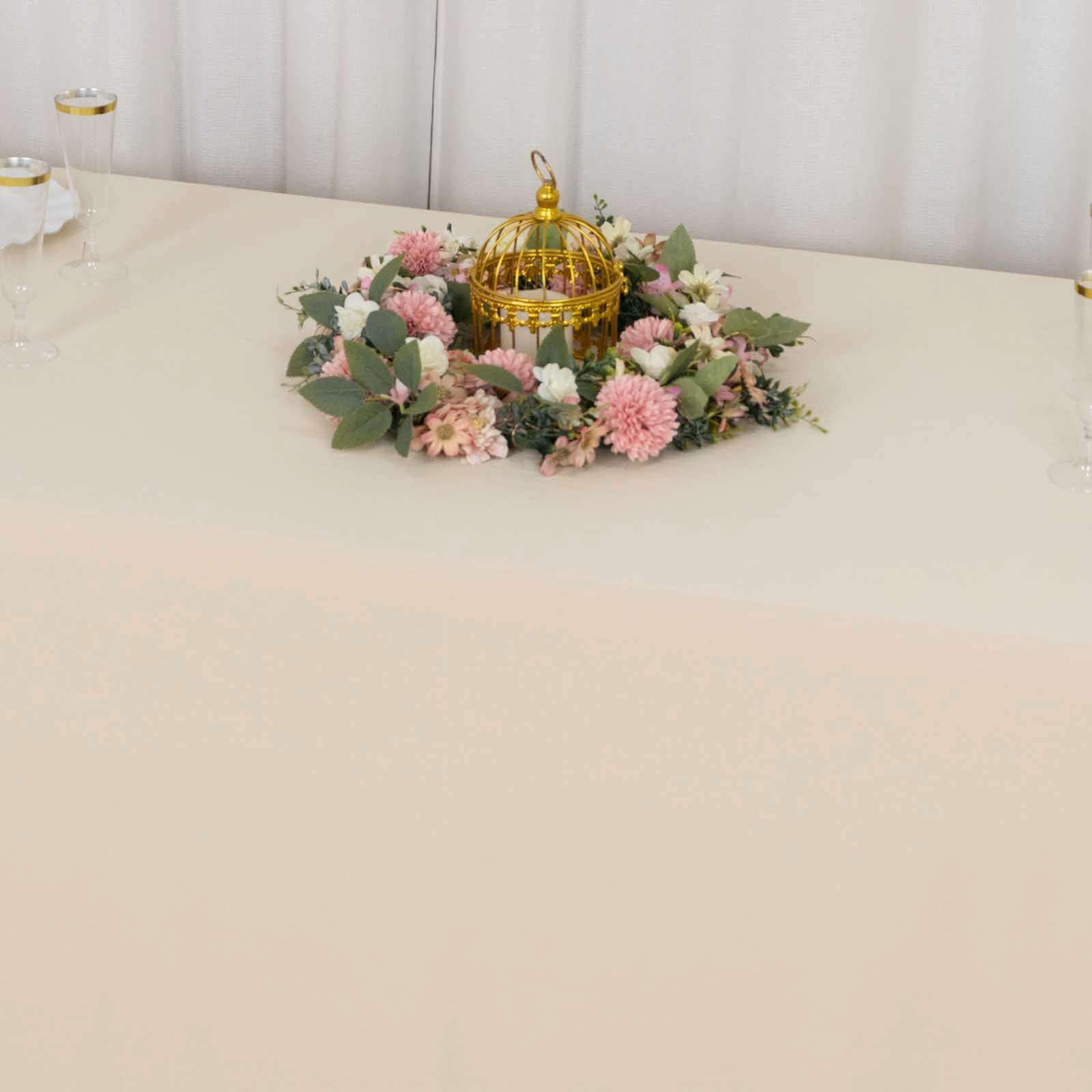 Exclusive Beige Scuba Polyester Wrinkle-Free & Stain-Resistant 90x132 Tablecloth