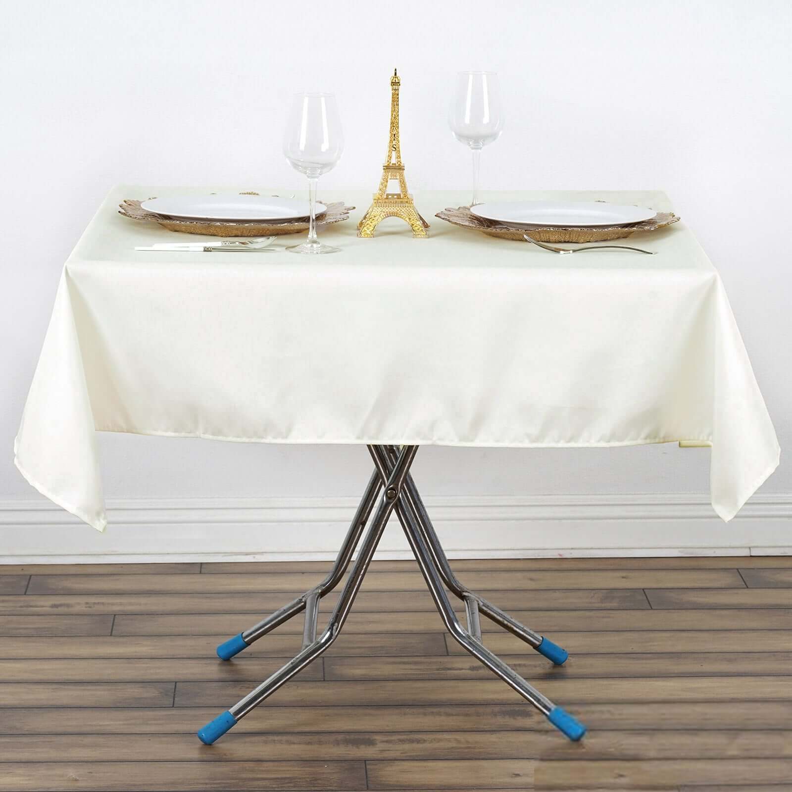 Ivory 54x54 Premium Polyester Tablecloth - Stain & Wrinkle-Resistant, 220GSM