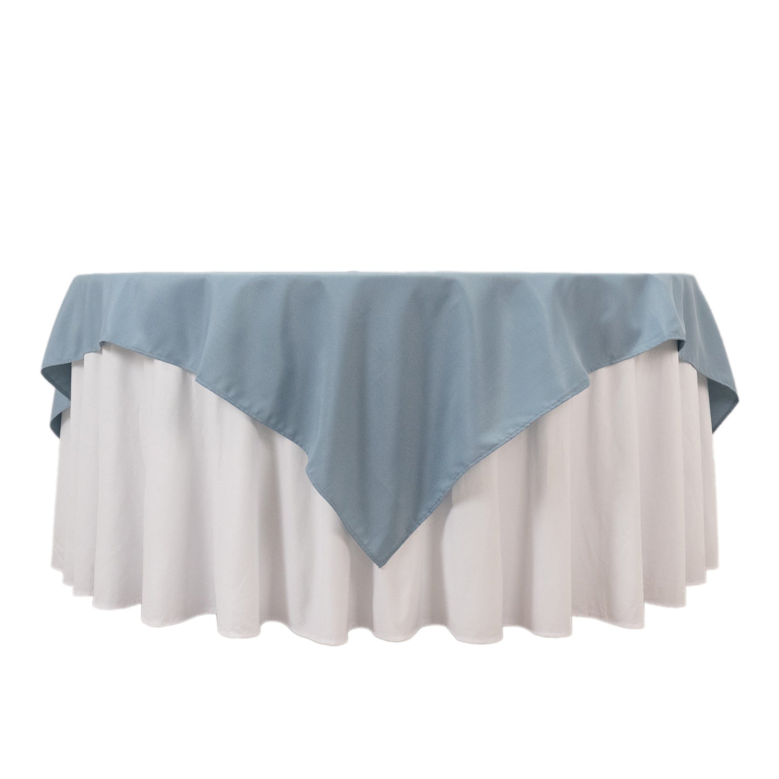 Hot Sale! 70x70 Dusty Blue Premium Polyester Square Table Overlay, 220GSM Wrinkle-Resistant