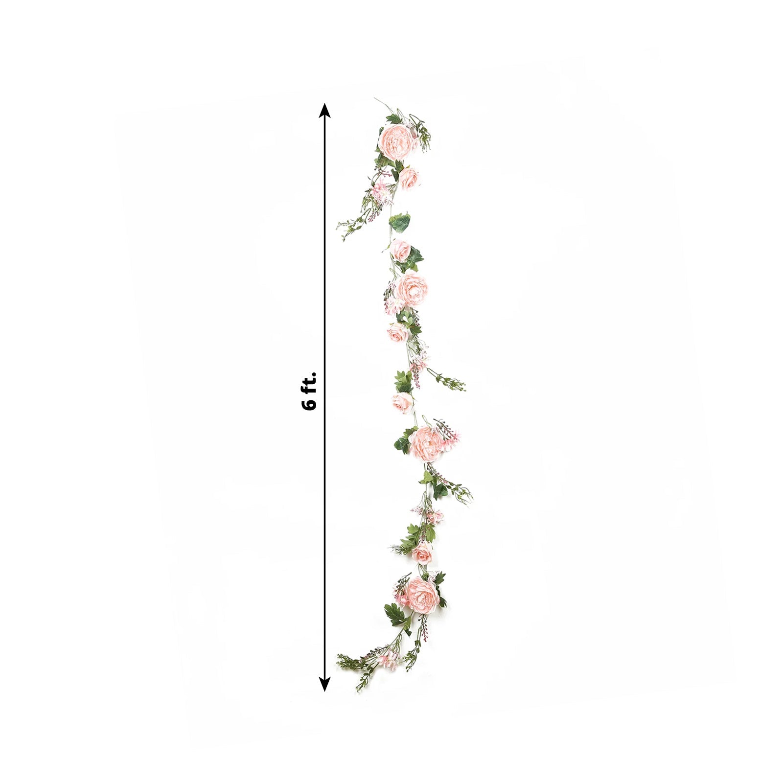 Hot Sale! 6ft Artificial Blush Silk Rose and Peony Flower Garland with Greenery for Decor