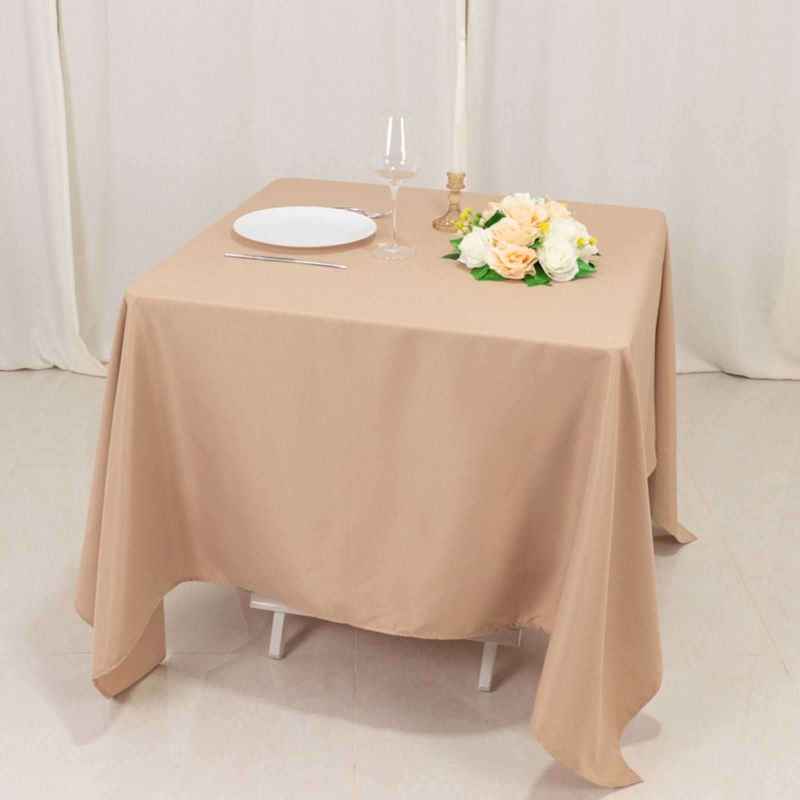 Hot Deal! 70x70 Nude 220GSM Wrinkle-Resistant Premium Polyester Square Table Cover
