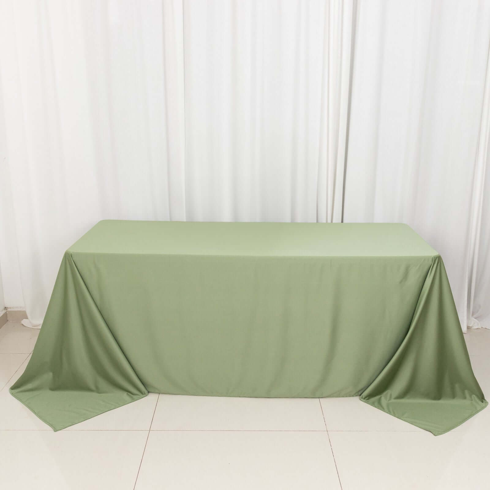 Premium Wrinkle-Free & Stain-Resistant Dusty Sage Green Scuba Tablecloth (90x132)