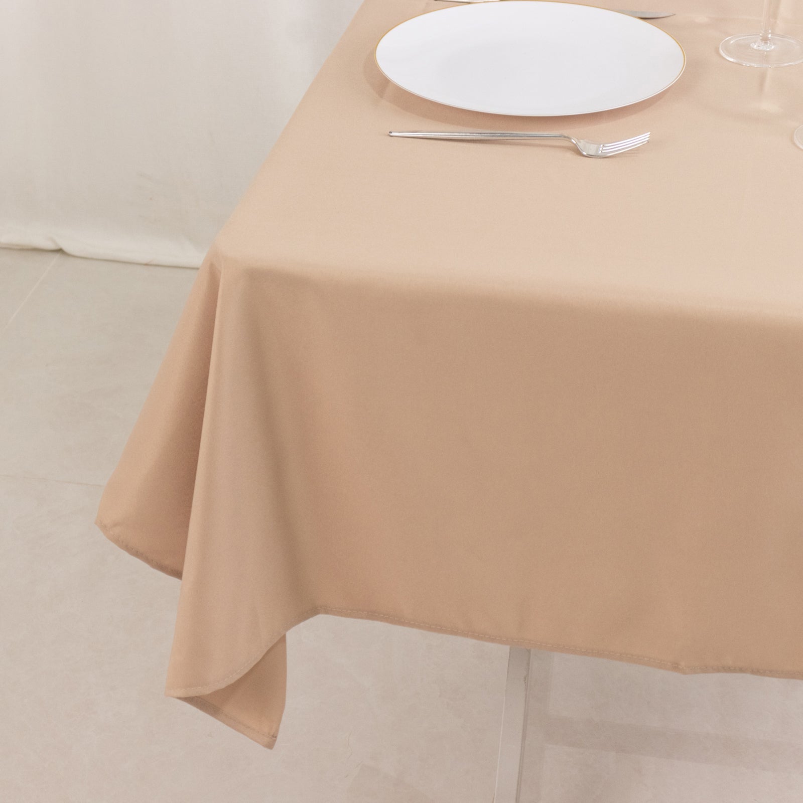 220GSM Nude Premium Polyester 54x54 Square Table Overlay, Stain & Wrinkle Resistant