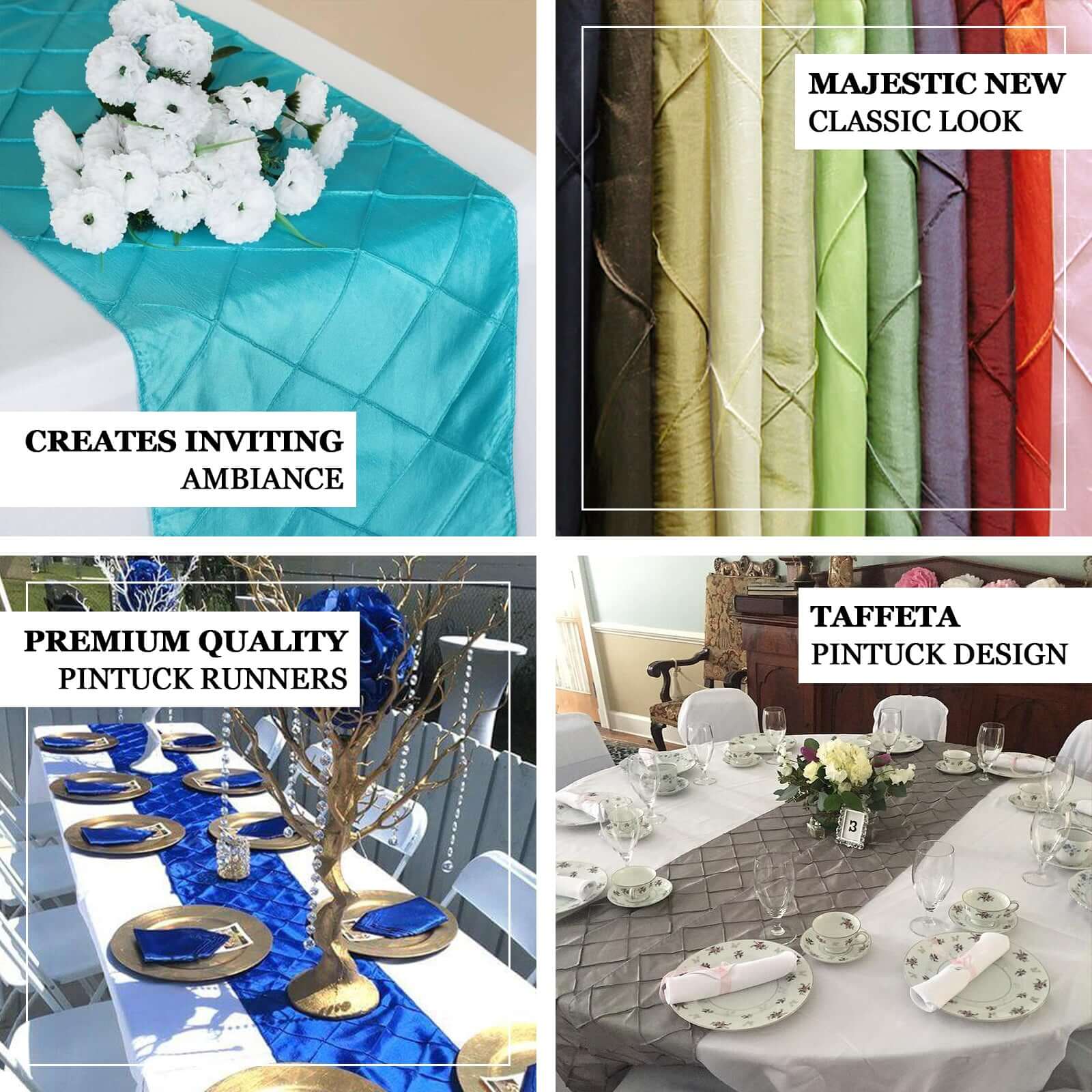 Exclusive 12x108 Gold Taffeta Pintuck Table Runner