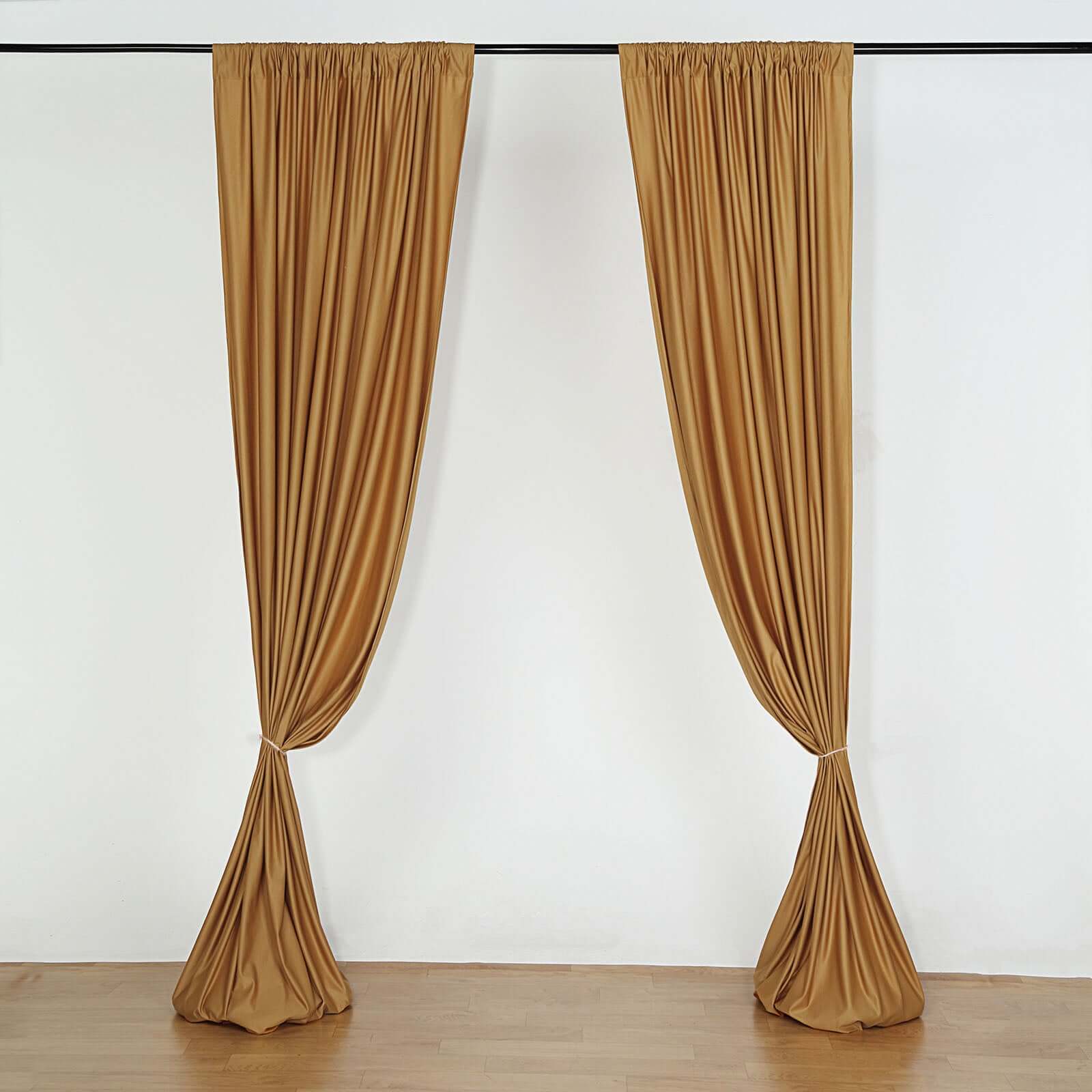 Hot Sale! 2 Pack 10ftx10ft Gold Scuba Polyester Flame - Resistant Wrinkle - Free Event Backdrop Curtains