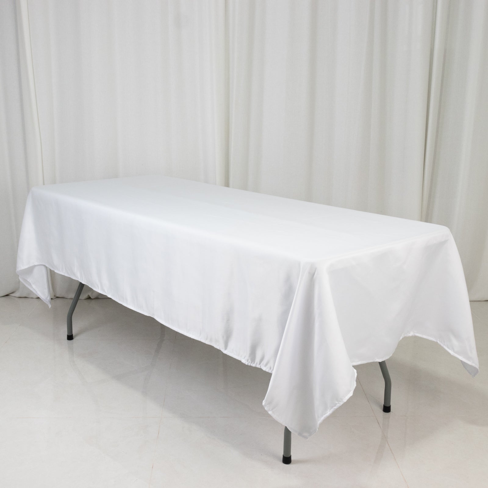 Premium White Lamour Satin Rectangle Tablecloth (60x102) for Weddings and Banquets - Durable & Soft