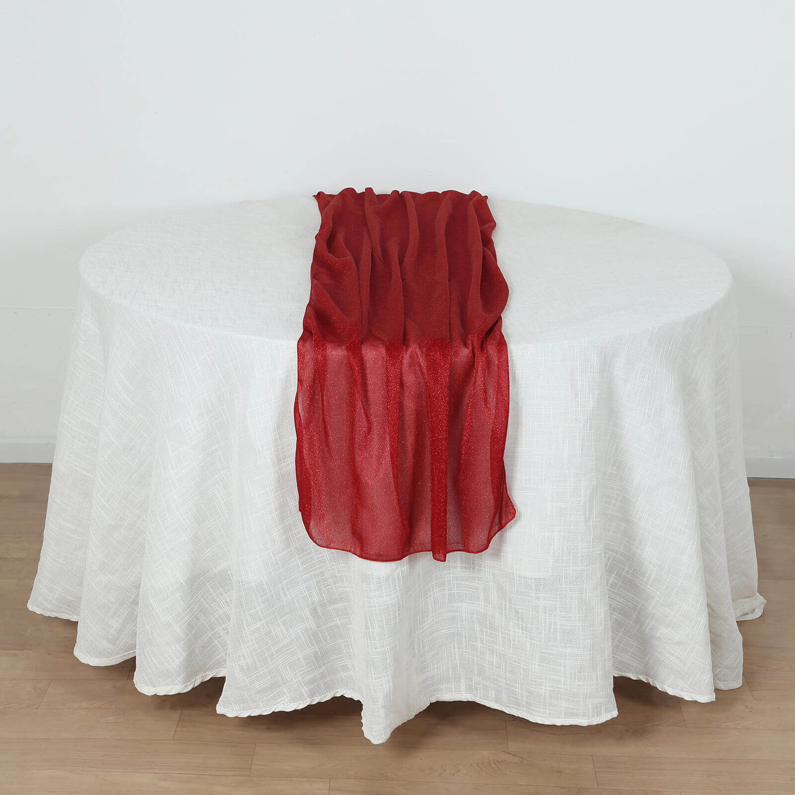 Red Sparkling Reusable Glitter Gauze Table Runner 27x120