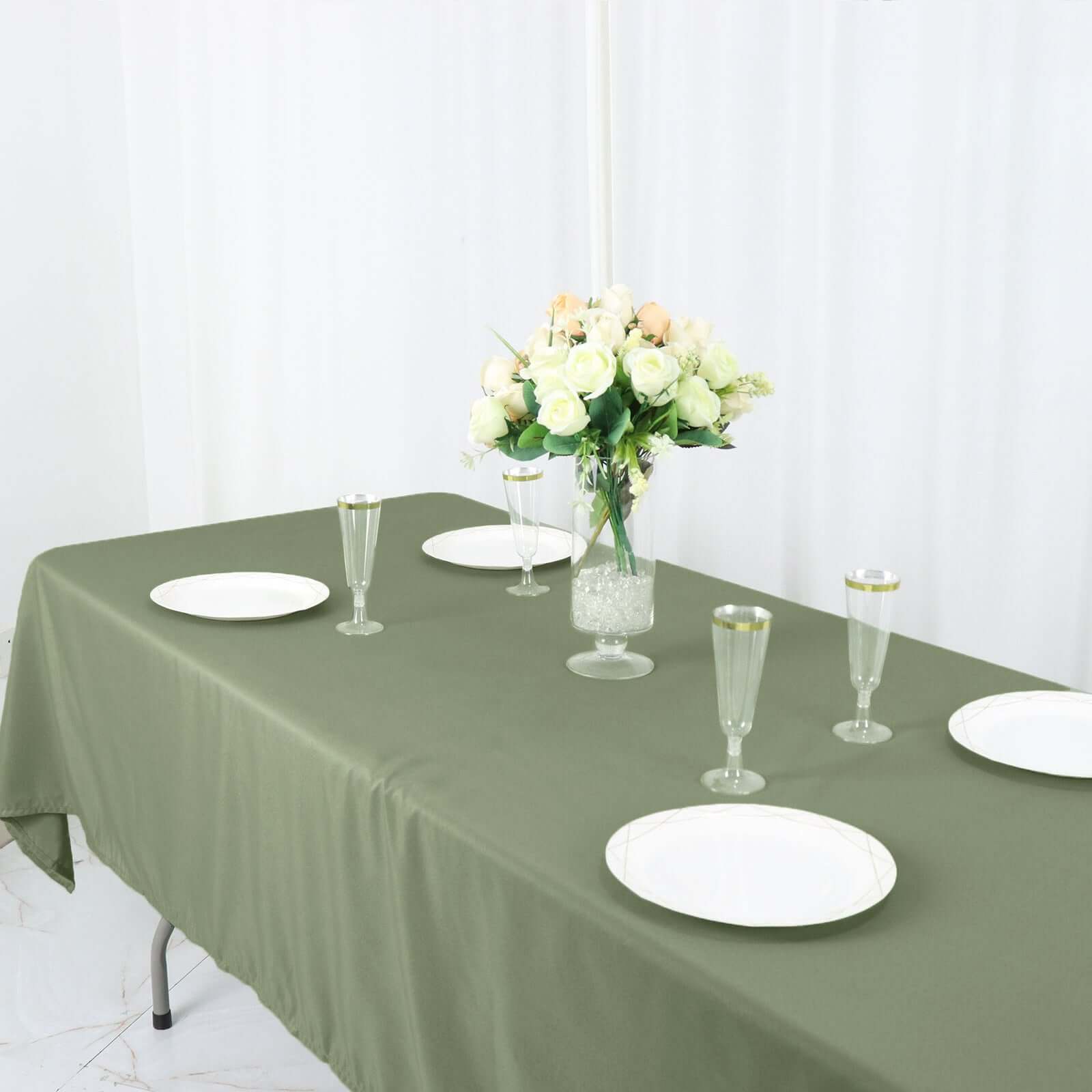 Dusty Sage Green 60x102 Polyester Rectangle Tablecloth - Durable & Stylish