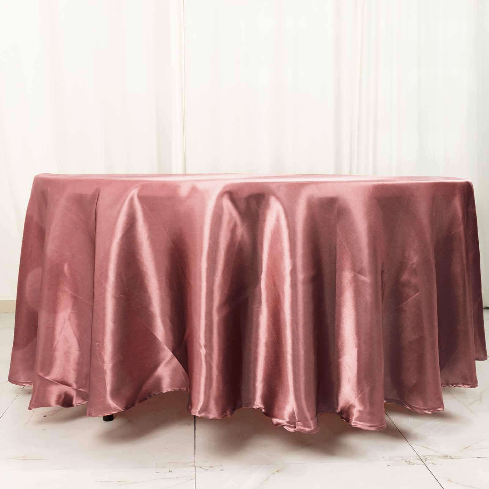 Exclusive Satin 108 Round Tablecloth in Cinnamon Rose - Smooth & Lustrous