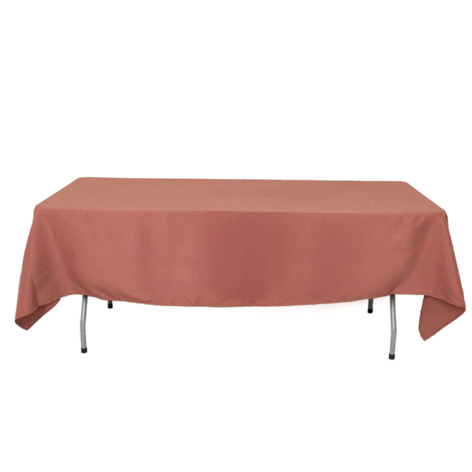 Hot Sale! Durable 220GSM Wrinkle-Resistant 60x102 Rectangle Premium Polyester Tablecloth in Terracotta (Rust)
