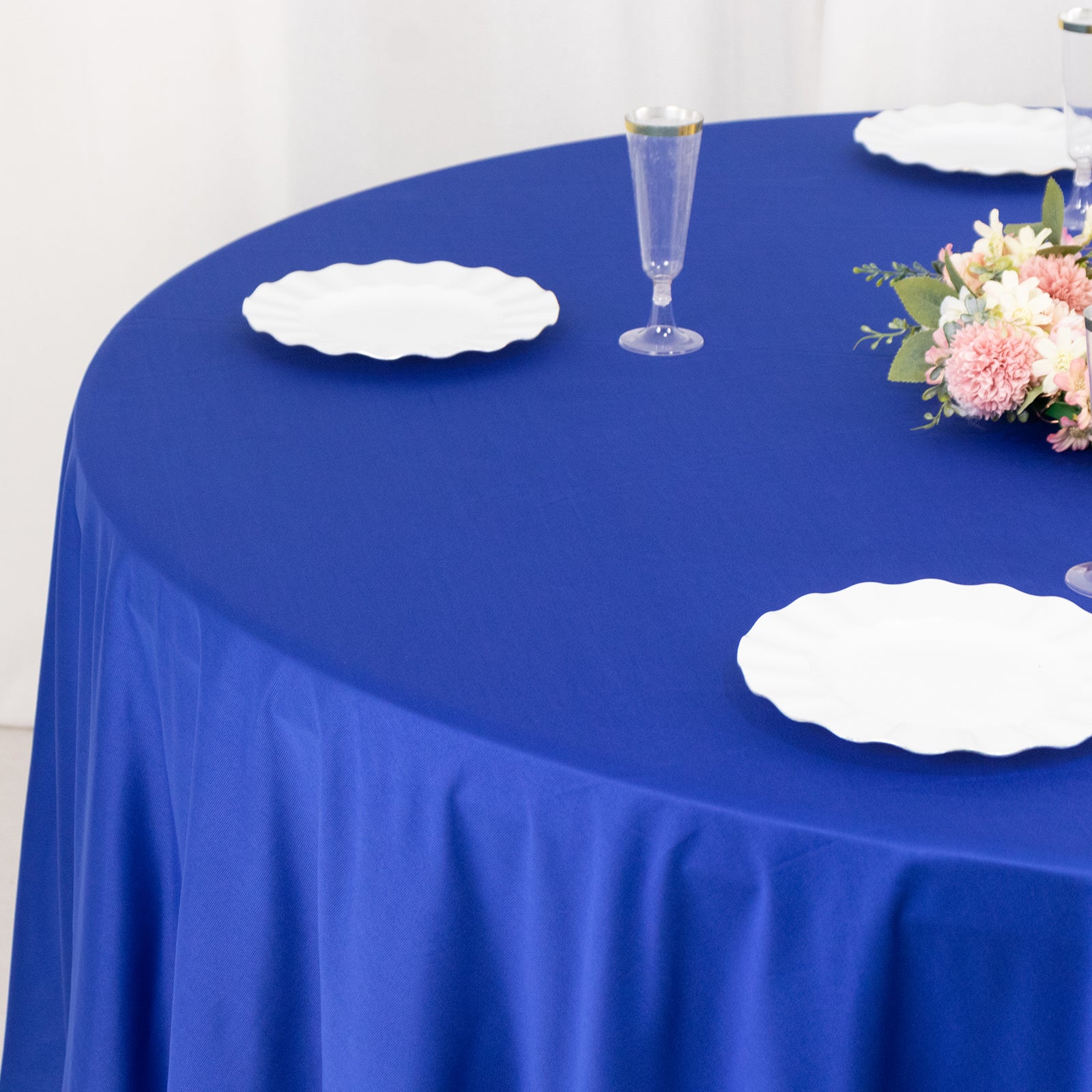 Premium Royal Blue 108" Round Scuba Tablecloth - Wrinkle & Stain Free, Ideal for Events