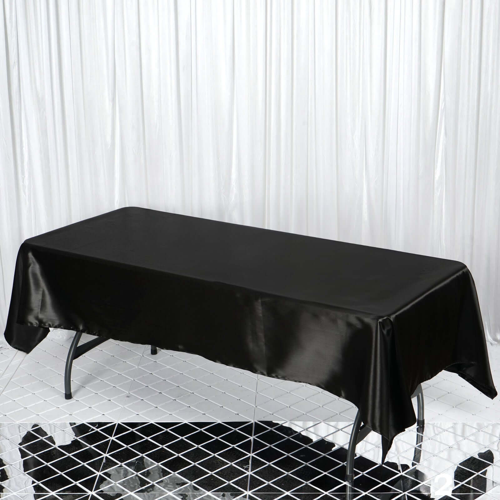 Black Satin 60x102 Rectangular Tablecloth - Smooth & Lustrous
