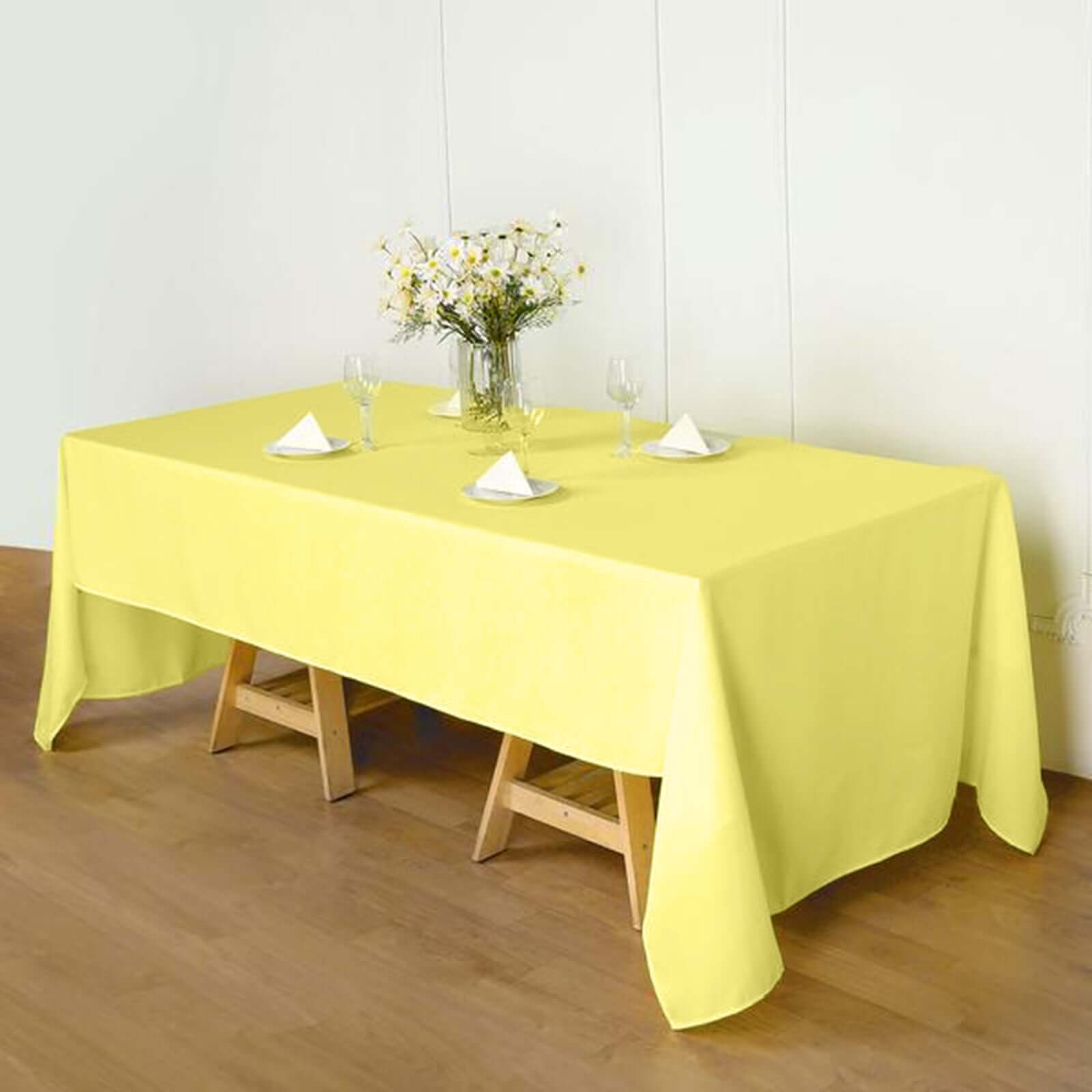 Yellow Wrinkle-Resistant 60x126 Polyester Rectangle Tablecloth - Perfect for Events
