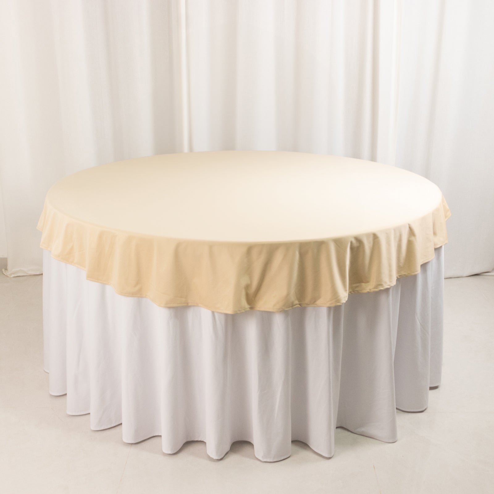 Premium Beige 70' Round Scuba Tablecloth - Wrinkle & Stain Free