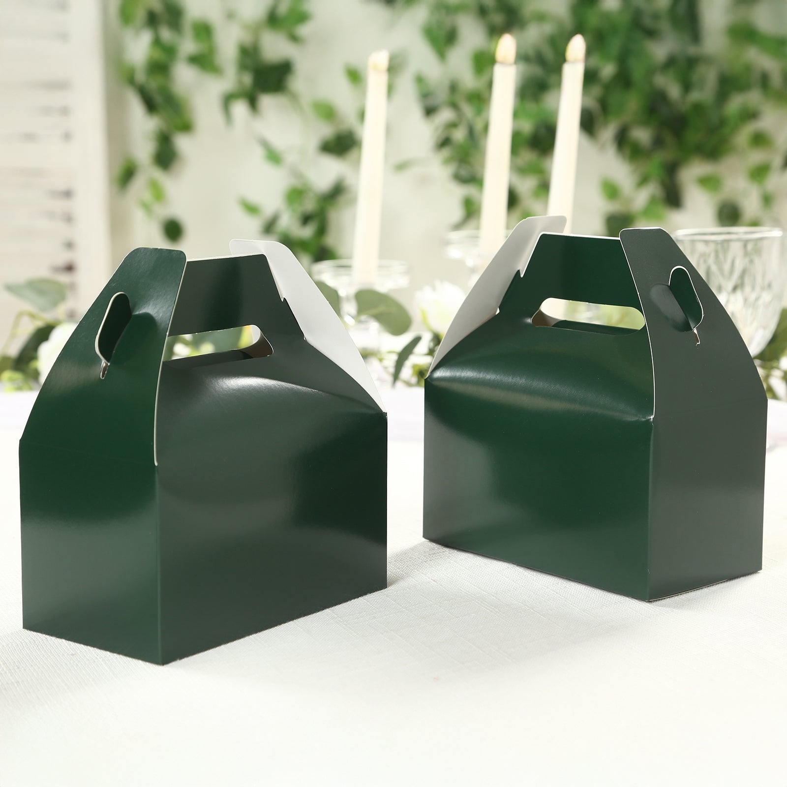 25-Pack Hunter Emerald Green Tote Gable Candy Gift Boxes - Ideal for Party Favors