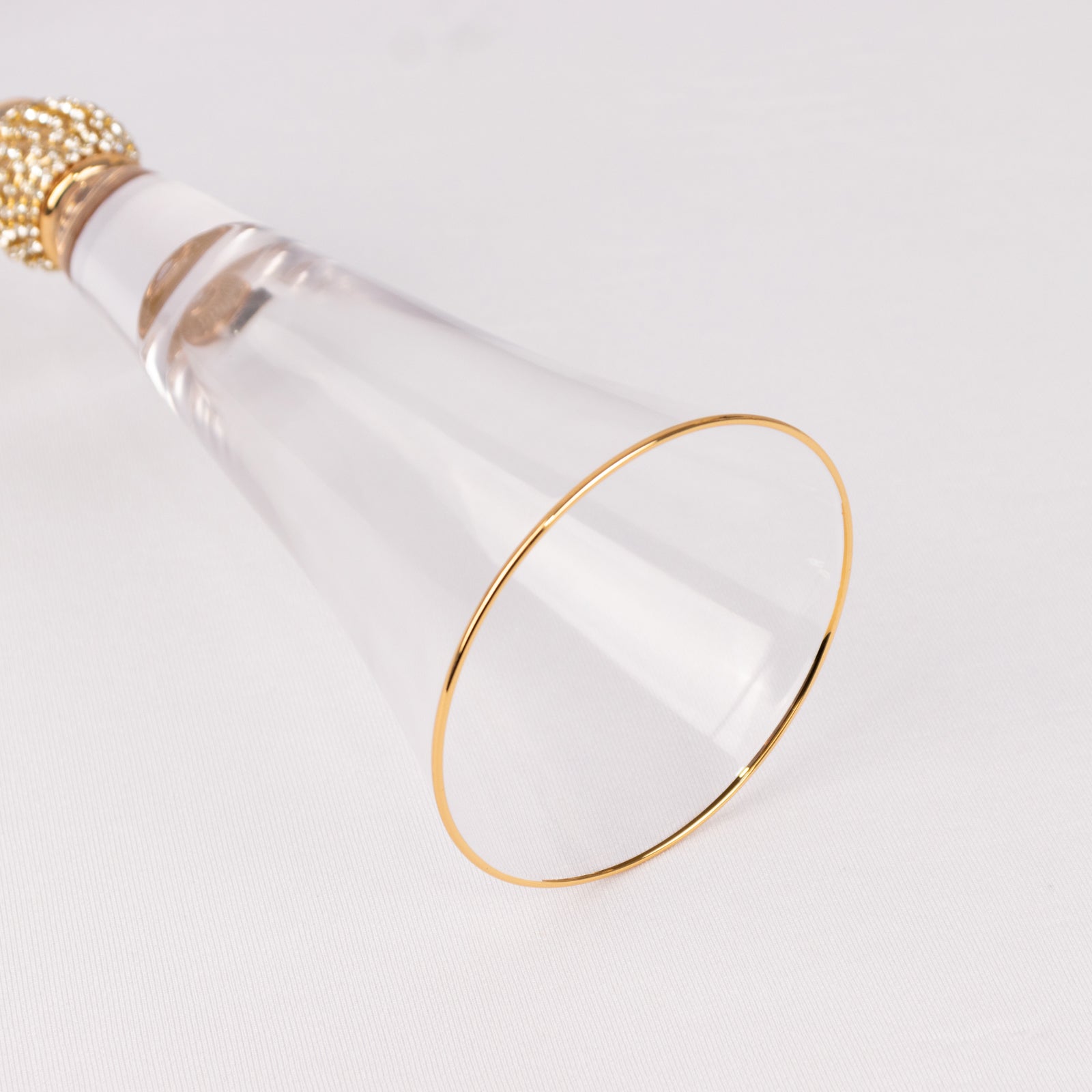 Hot Deal! 6-Pack Clear Champagne Flute Glasses with Gold Rim and Studded Rhinestones, 6oz 11"