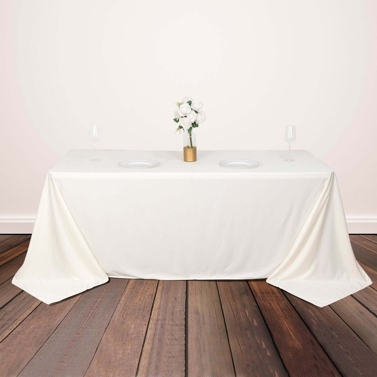 Ivory Premium Scuba 90x132 Wrinkle-Free, Stain-Resistant Seamless Tablecloth
