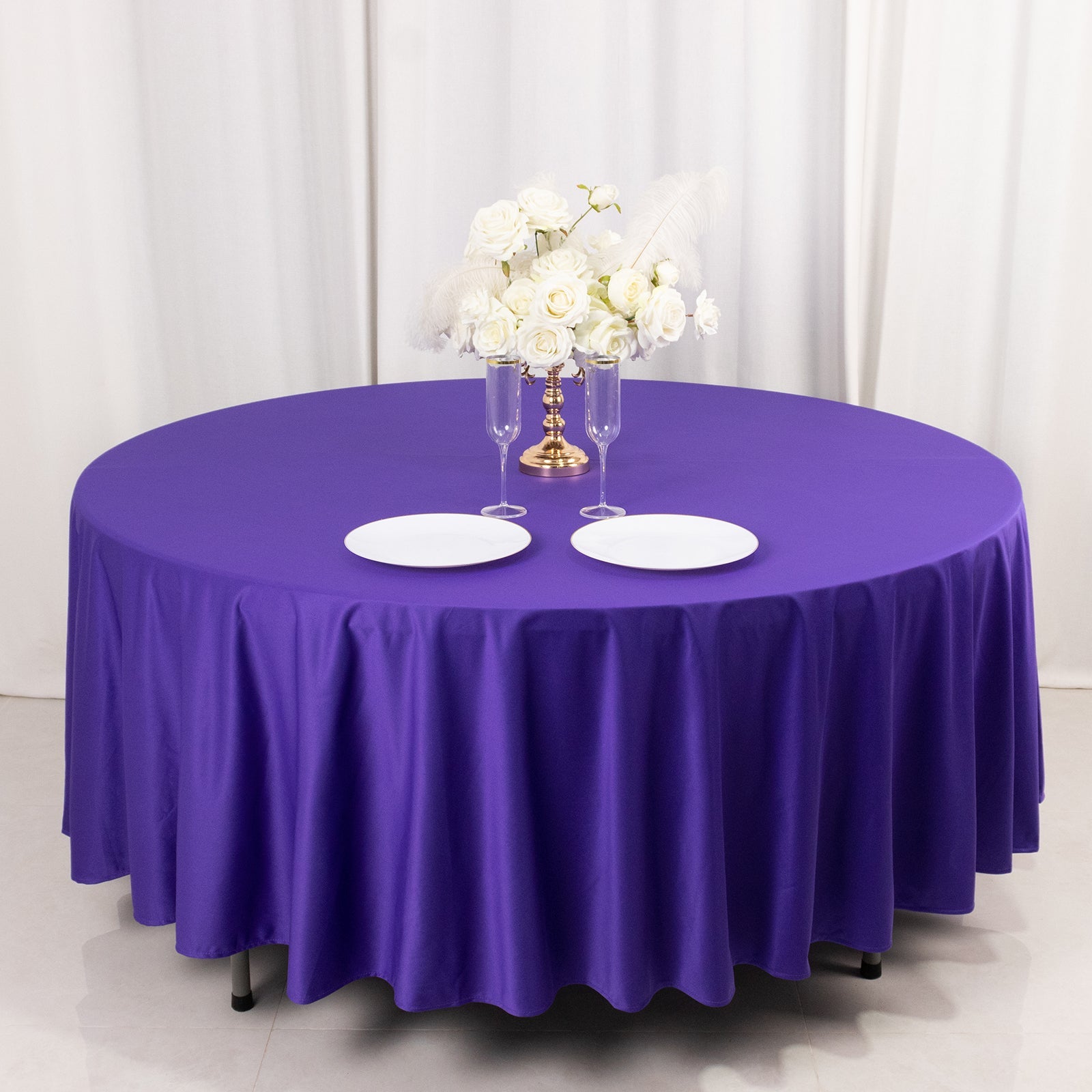 Premium Purple 108-Inch Round Scuba Tablecloth - Wrinkle-Free & Stain-Resistant for Events