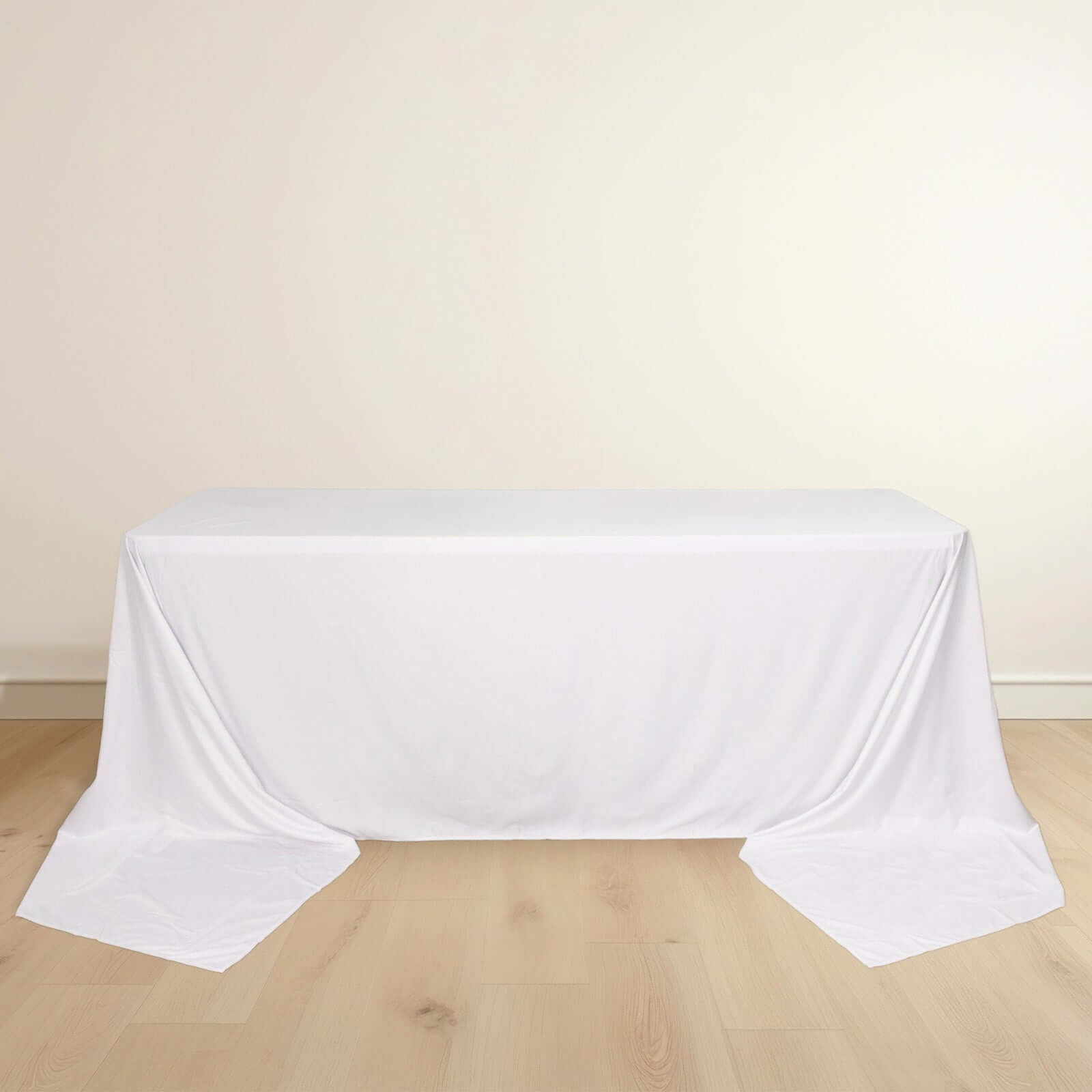 Premium Wrinkle-Free, Stain-Resistant White Scuba Tablecloth for Weddings & Parties