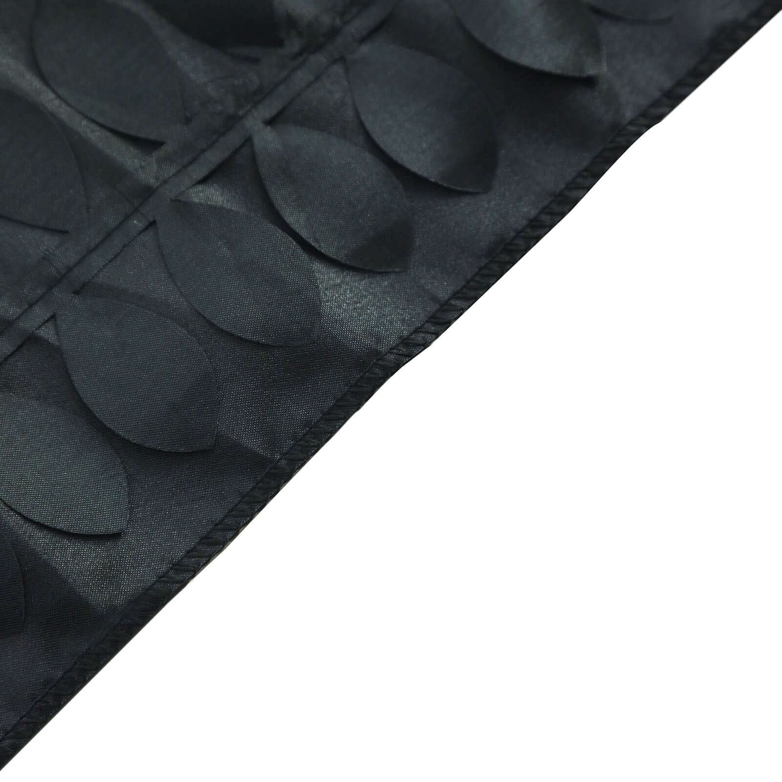 Exclusive Black Taffeta Table Runner with 3D Leaf Petal Design
