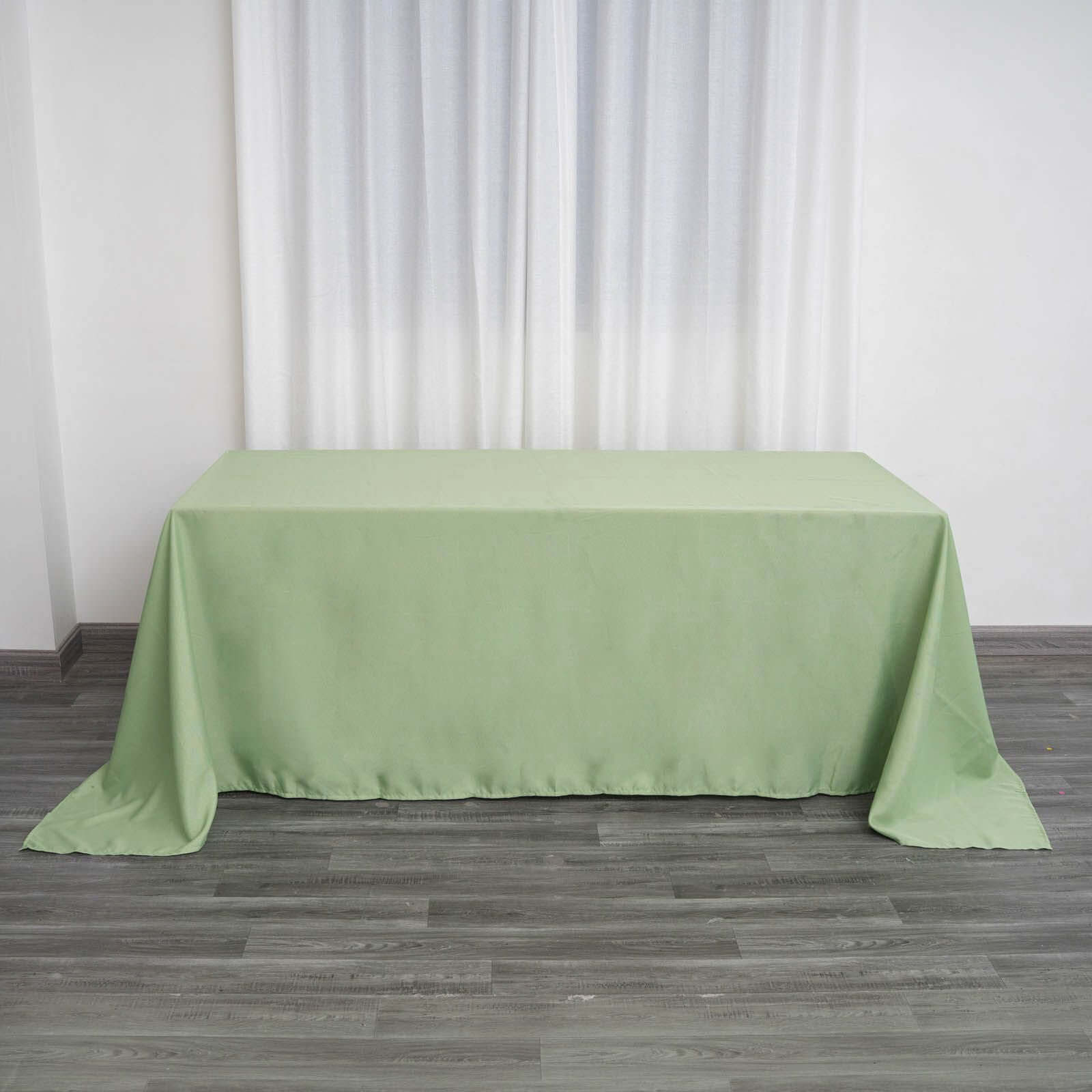 Seamless Wrinkle-Resistant Sage Green Polyester Rectangle Tablecloth 90x132