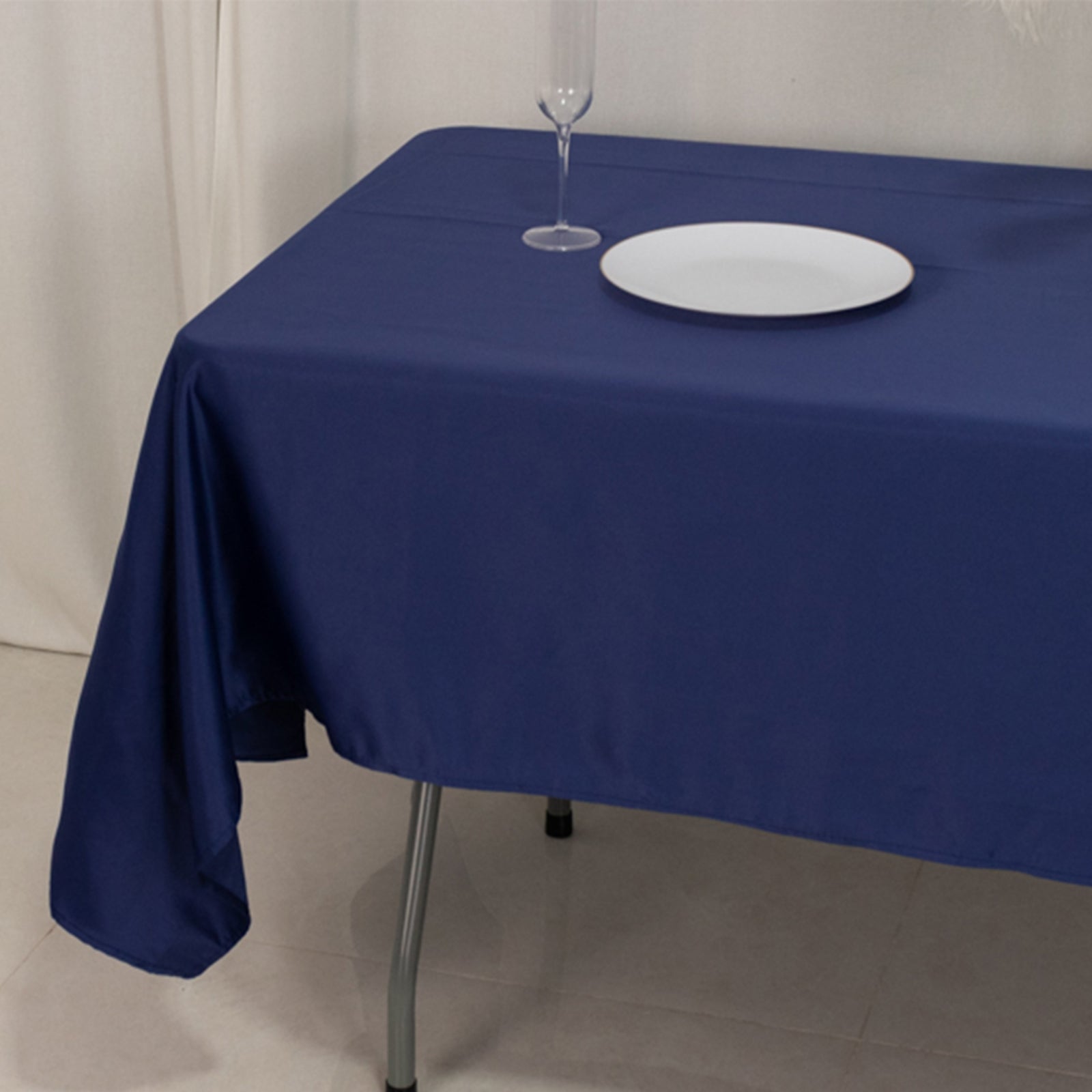 Navy Blue Lamour Satin Rectangle Tablecloth (60x102) - Durable & Soft