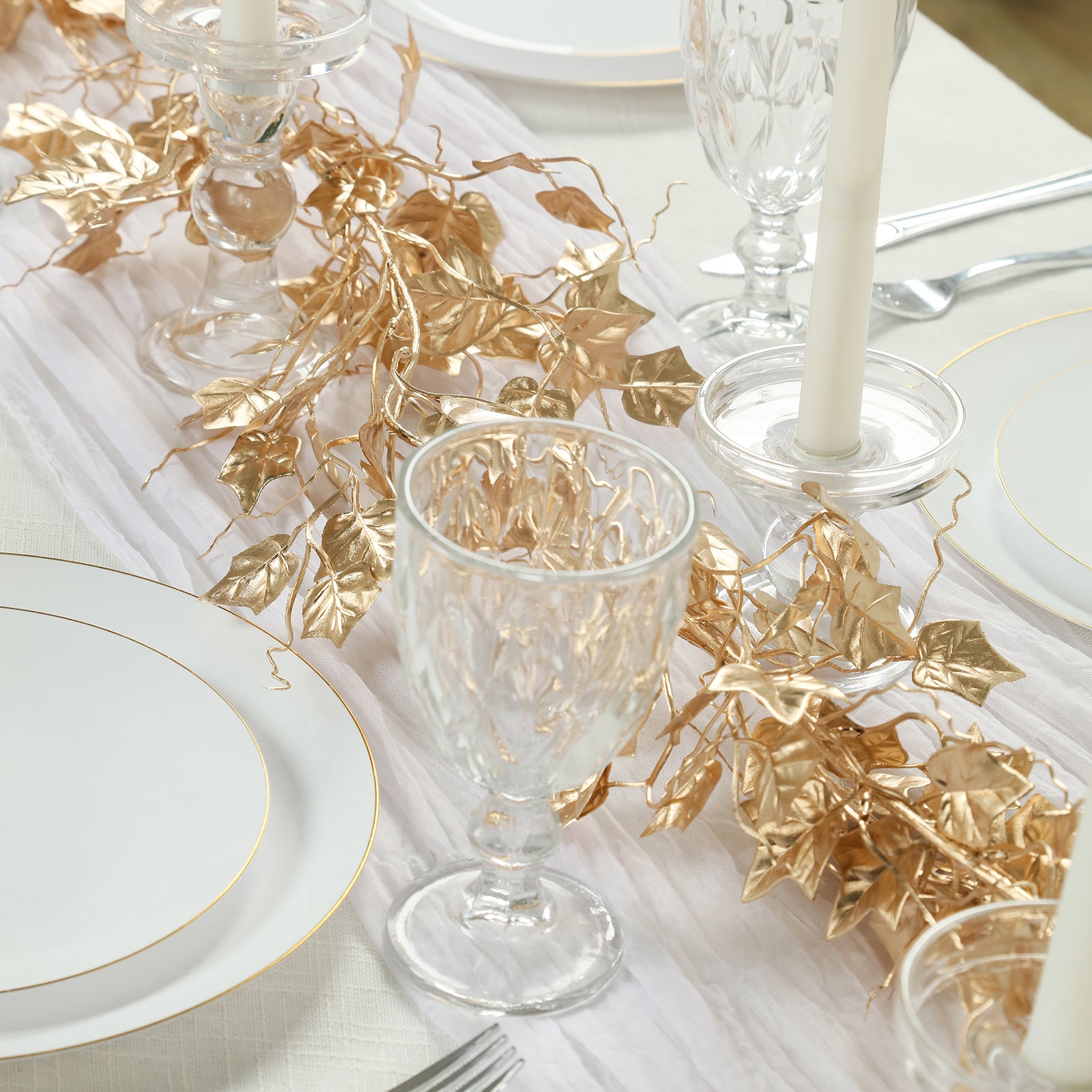 6.5ft Metallic Gold Artificial Ivy Garland for Table, Arch and Backdrop Decoration