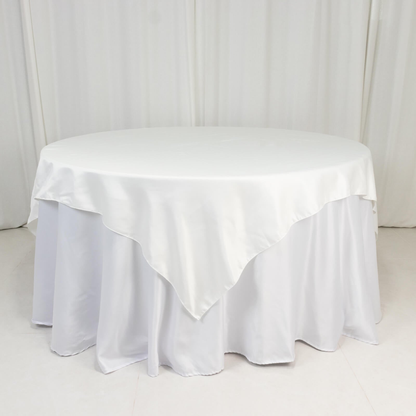Hot Deal! Ivory Lamour Satin 72x72 Square Table Overlay with Smooth Finish