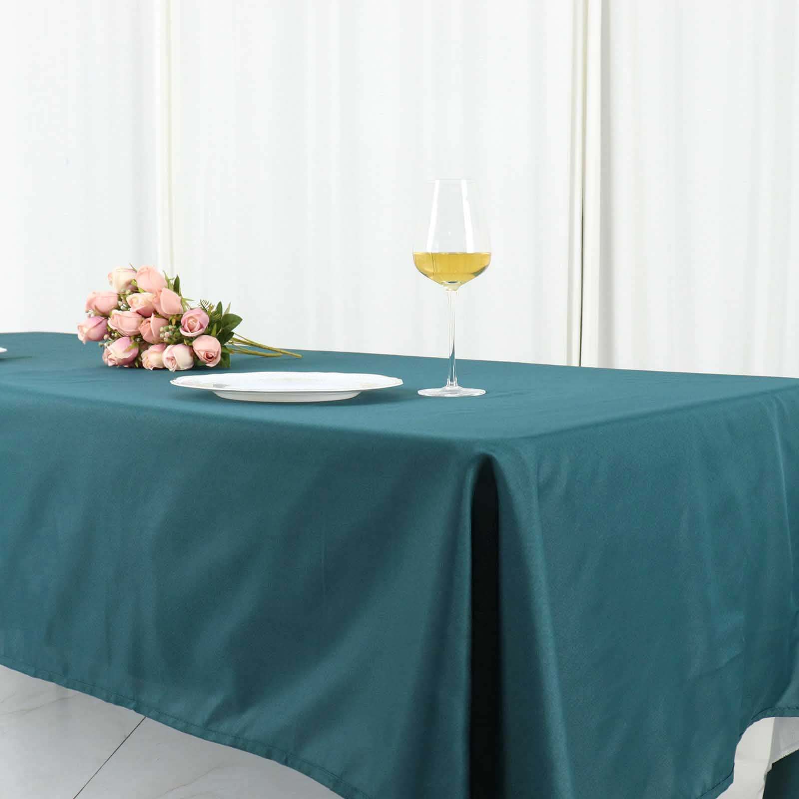 Super Durable and Stylish Polyester Rectangle Tablecloth in Peacock Teal - 60x102