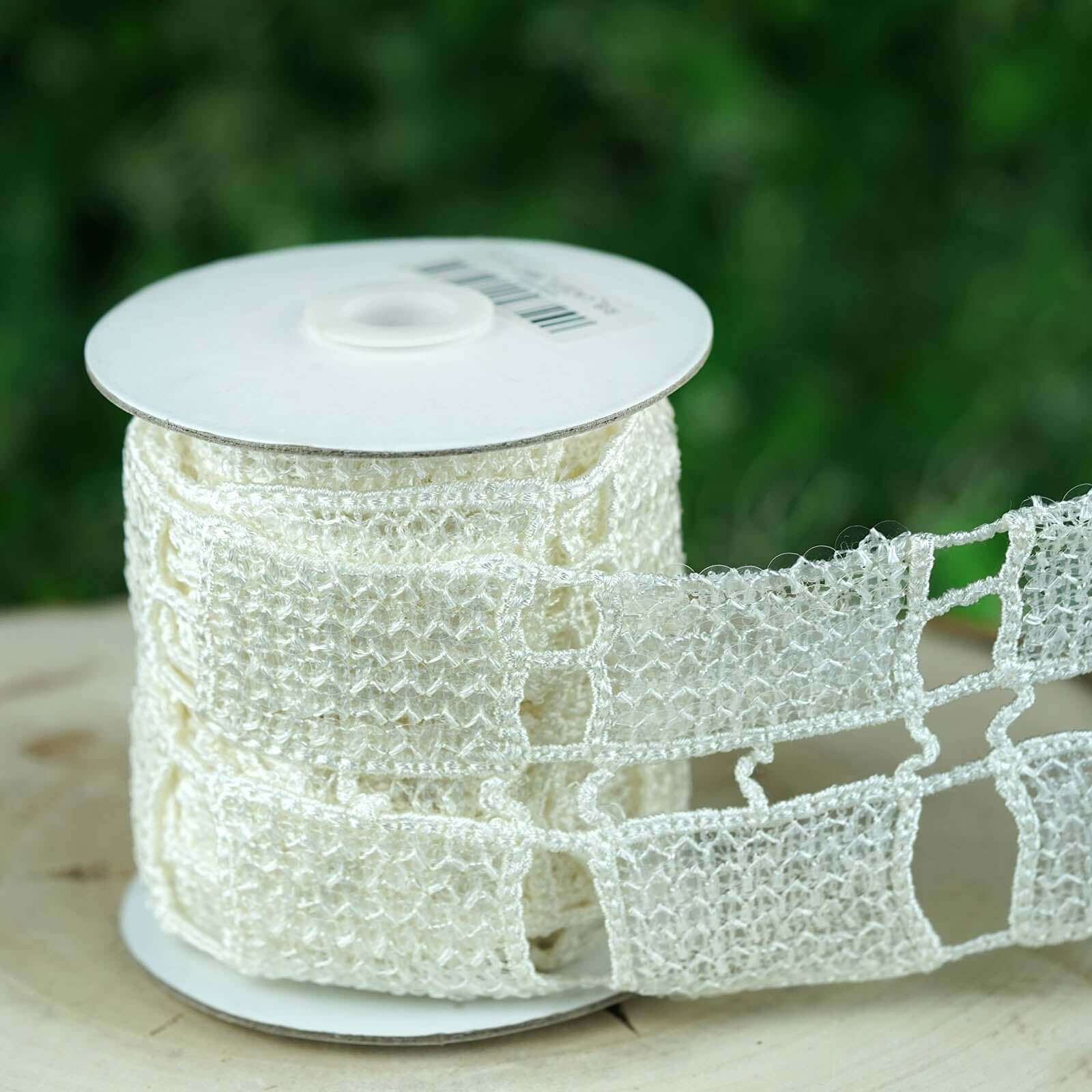 White Crocheted Sequin Lace, 4 x 5 Yards, 1 Bolt - Clearance Sale
