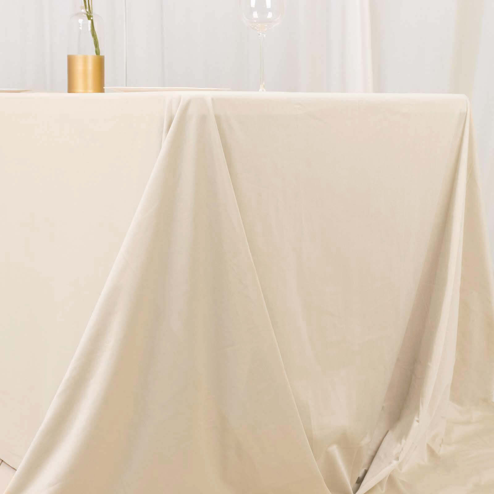 Premium Wrinkle-Free & Stain-Resistant Seamless Beige Scuba Rectangular Tablecloth 90x156