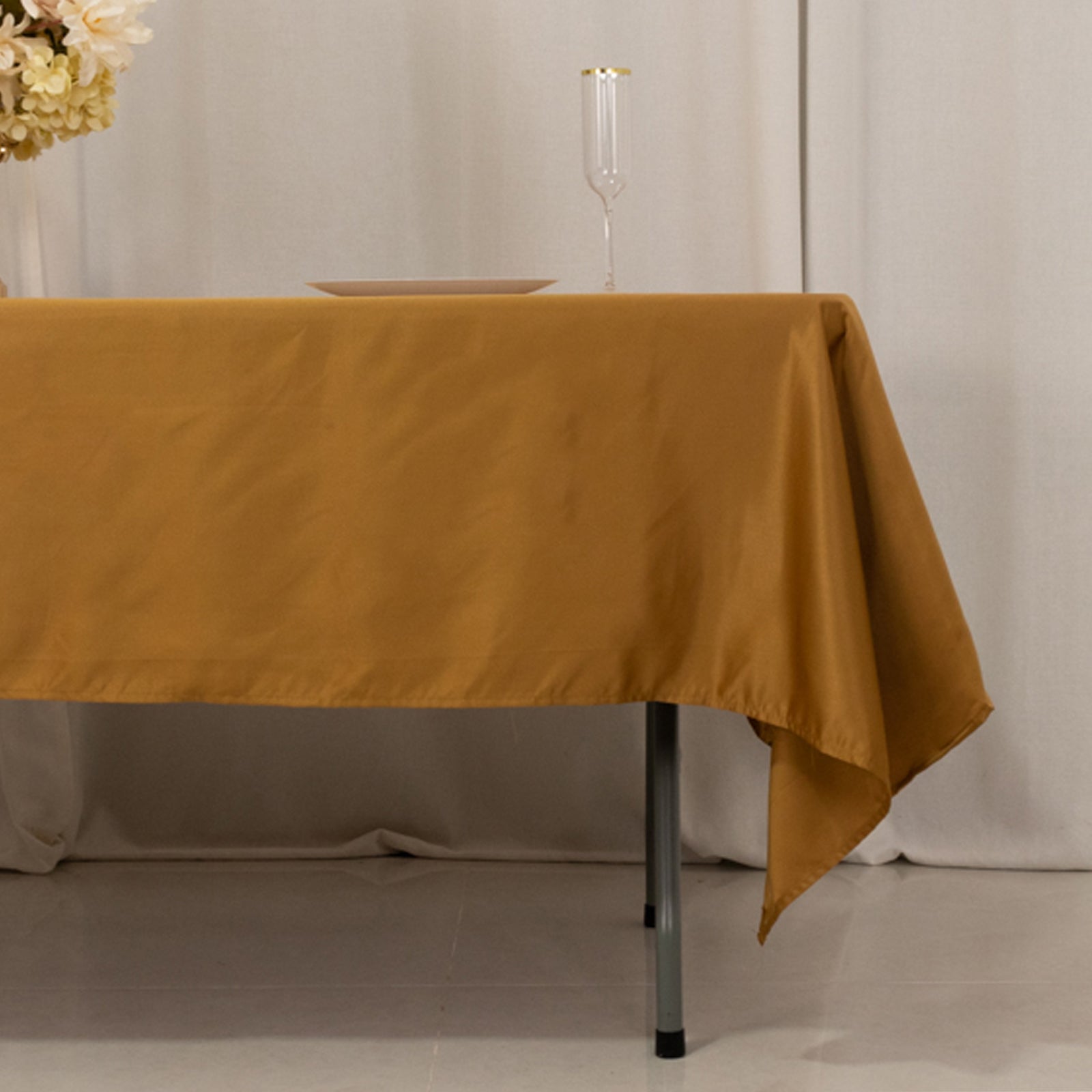 Hot Sale! Gold Lamour Satin Rectangle Tablecloth (60x102) for Weddings and Banquets - Durable and Silky Soft