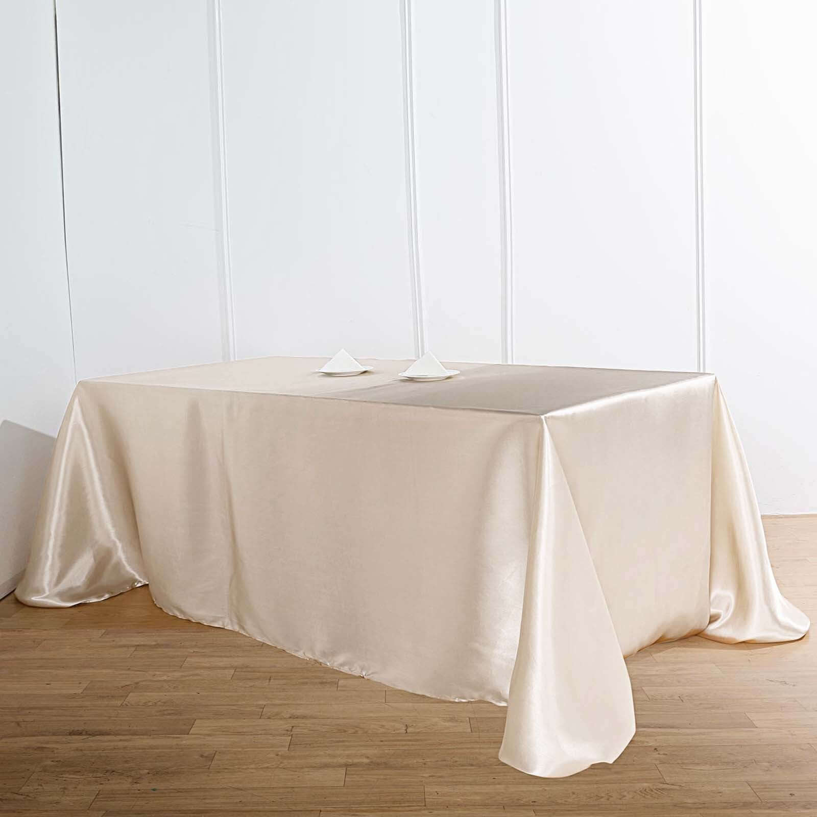 Beige Seamless Satin Tablecloth 90x132 - Ideal for Events