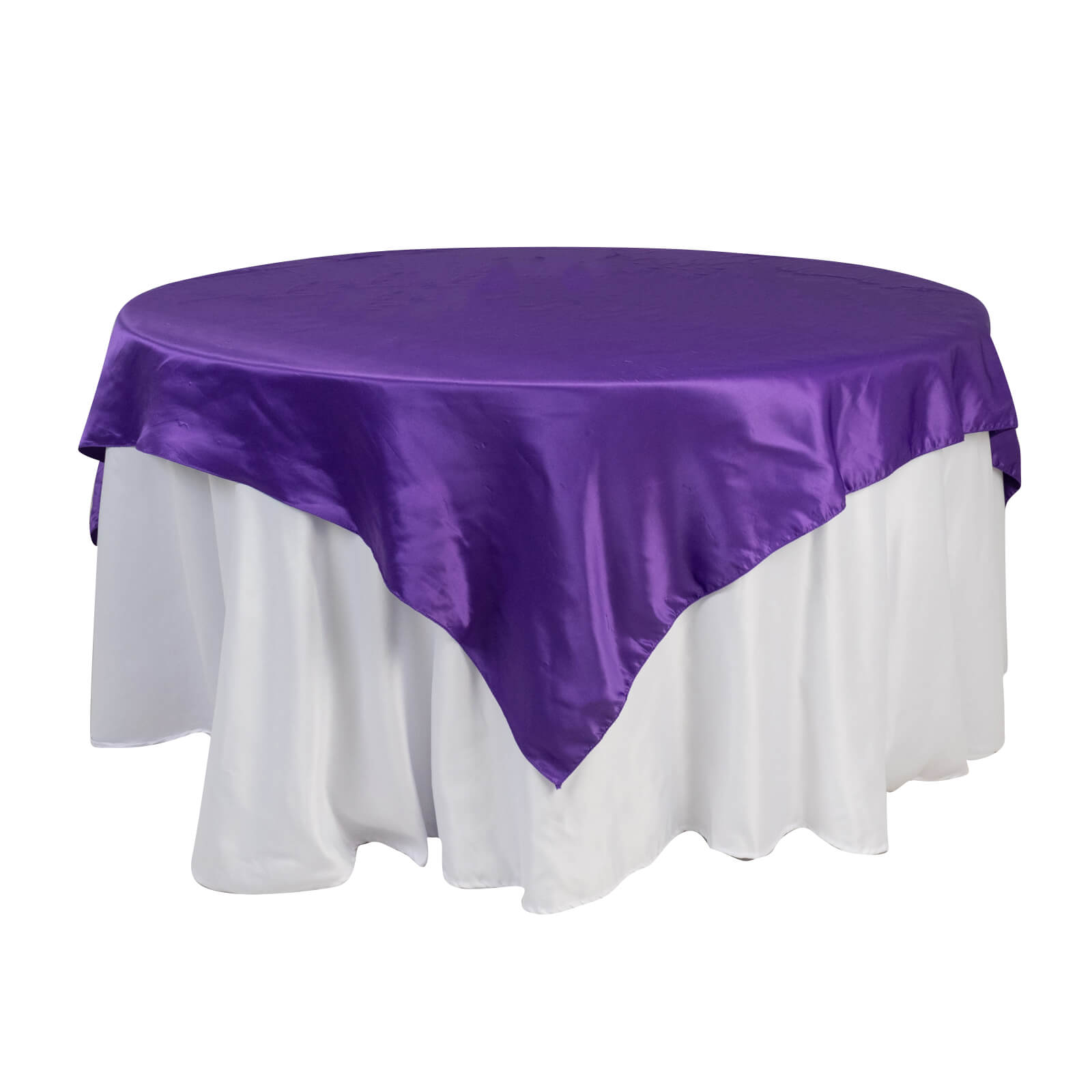Purple Lamour Satin 72x72 Square Table Overlay with Smooth Finish