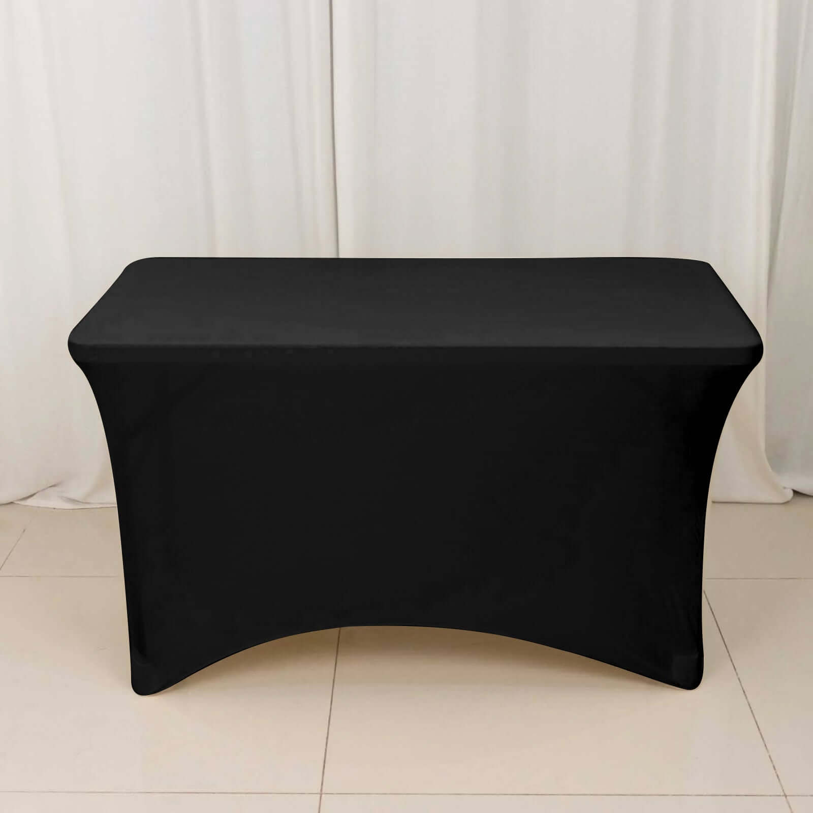 Black Durable Stretch Spandex Rectangle Tablecloth (48x30) - Ideal for Events