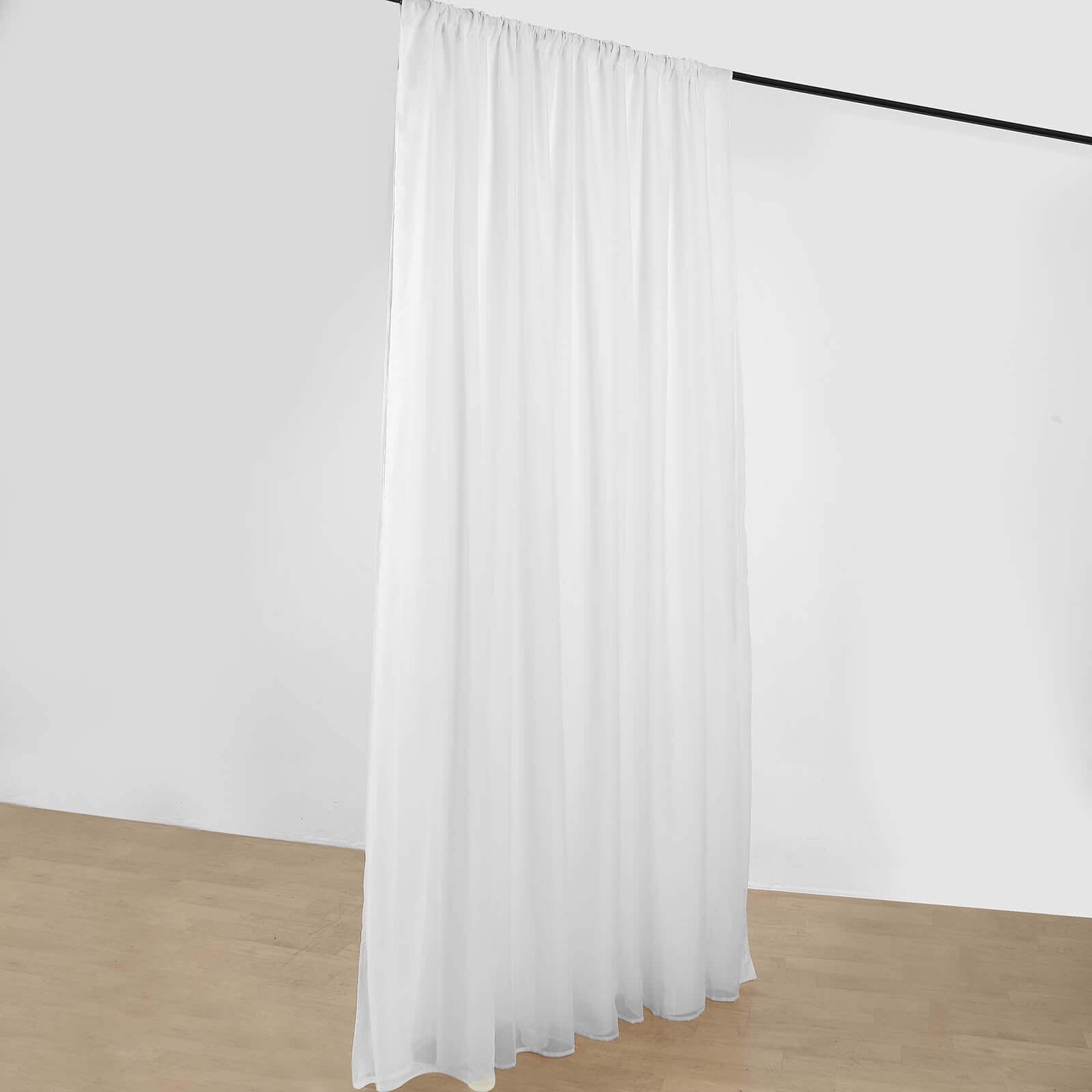 Sale! 10ftx10ft Dual - Layer White Polyester & Chiffon Event Curtain Drapes with Rod Pockets