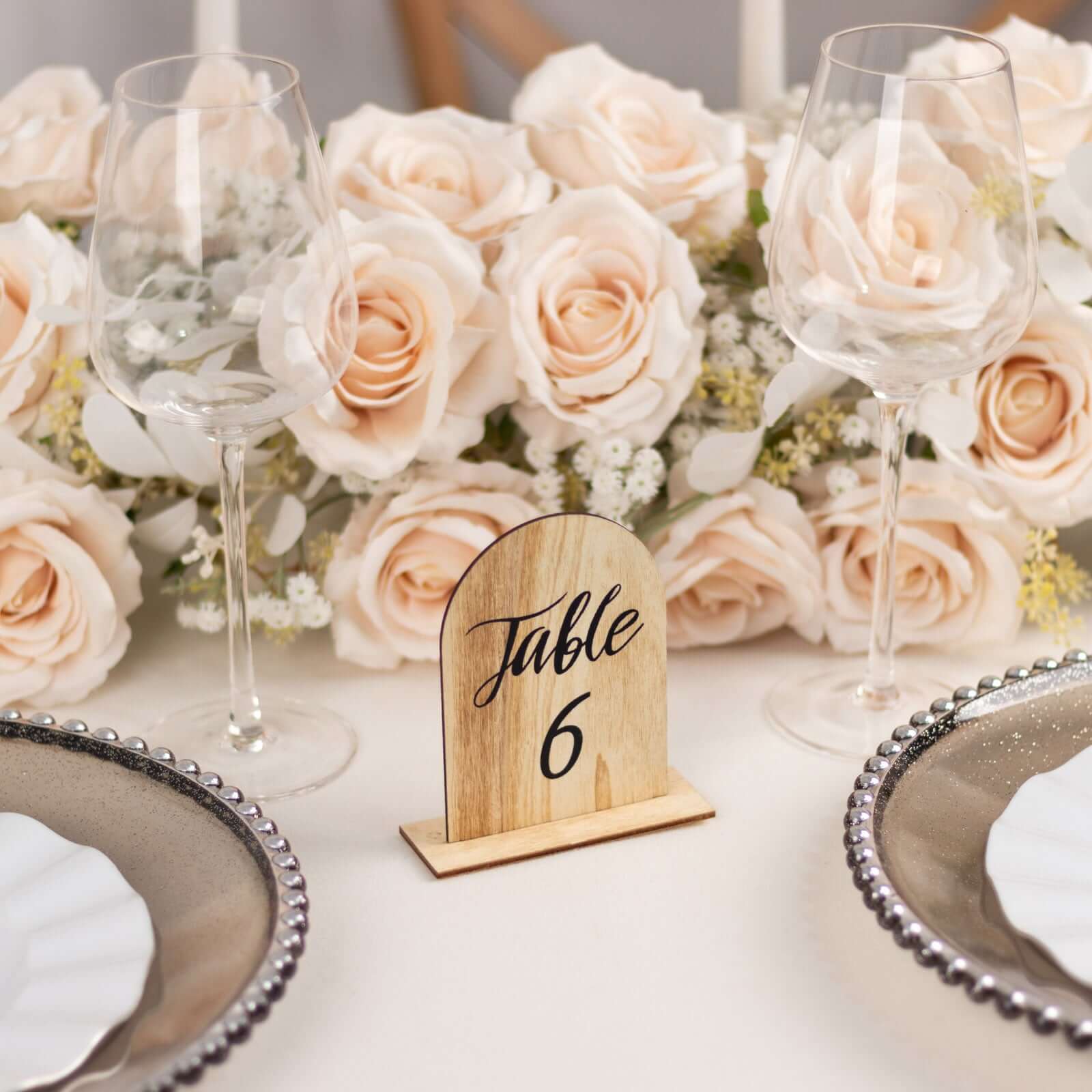 20-Piece Set of 4.5-Inch Natural Rustic Wooden Arch Table Numbers 1 - 20 for Weddings and Events
