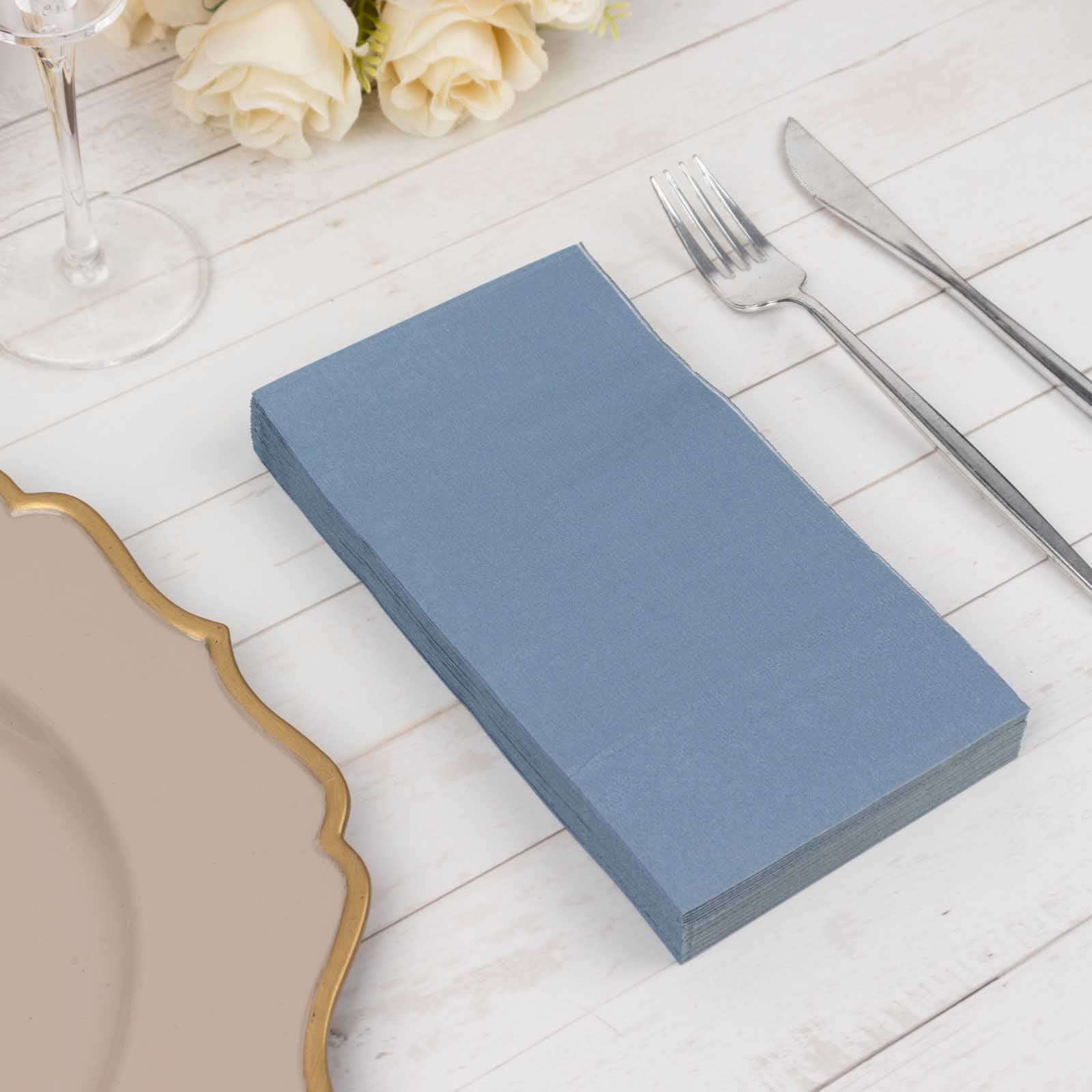50-Pack Soft Dusty Blue Disposable 2-Ply Paper Napkins - Ideal for Weddings
