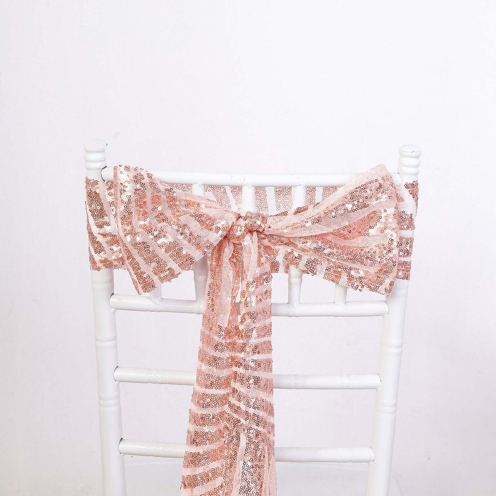 5-Pack Rose Gold Glitz Sequin Chair Sashes with Diamond Design - Exclusive Offer