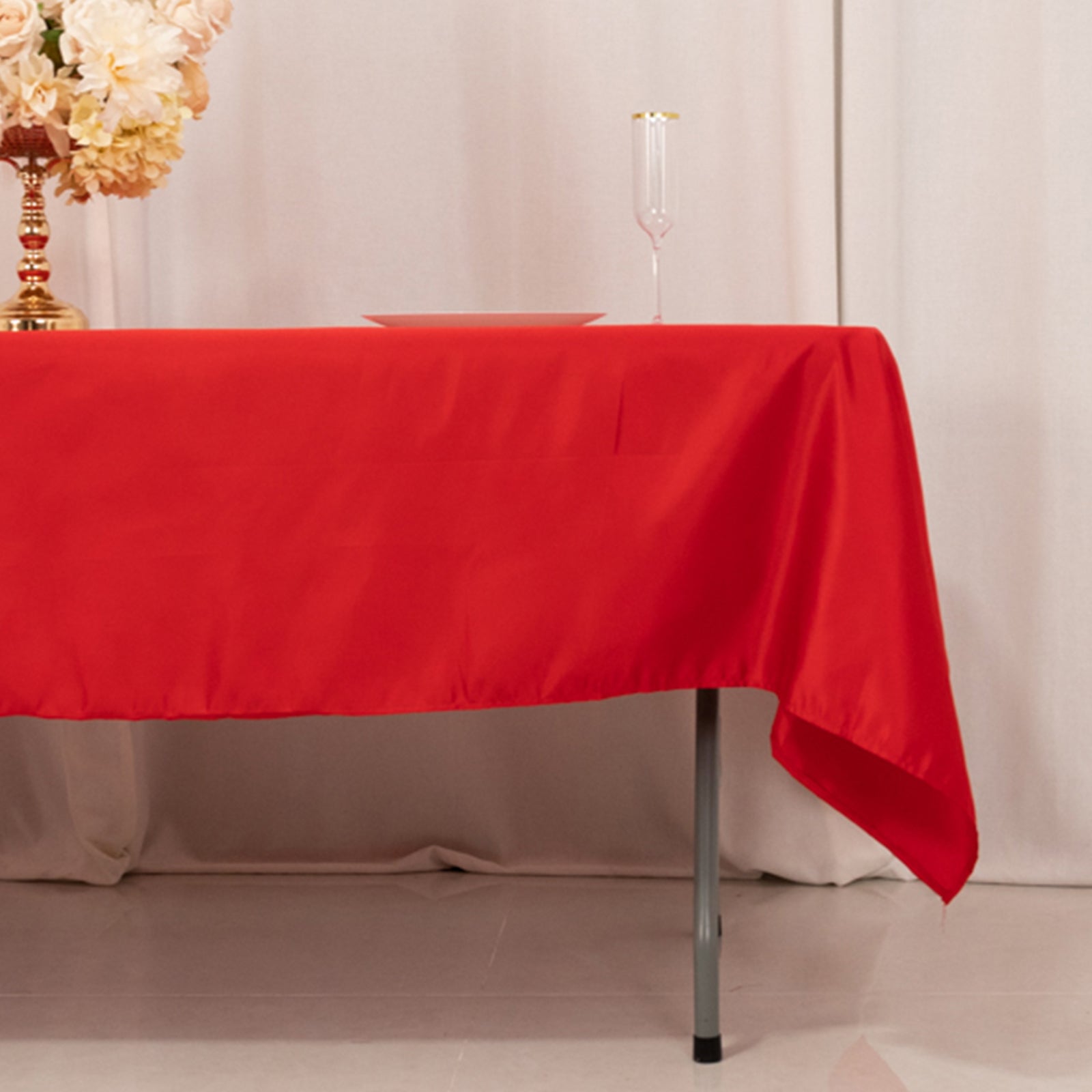 Red Lamour Satin Rectangle Tablecloth (60x102) - Durable & Silky Soft, Great Deal!