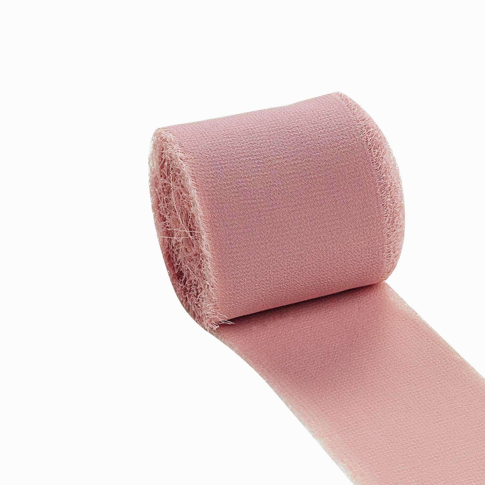 2-Pack 6yd Dusty Rose Silk-Like Chiffon Linen Ribbon Rolls - Ideal for Bouquets & Gift Wrapping