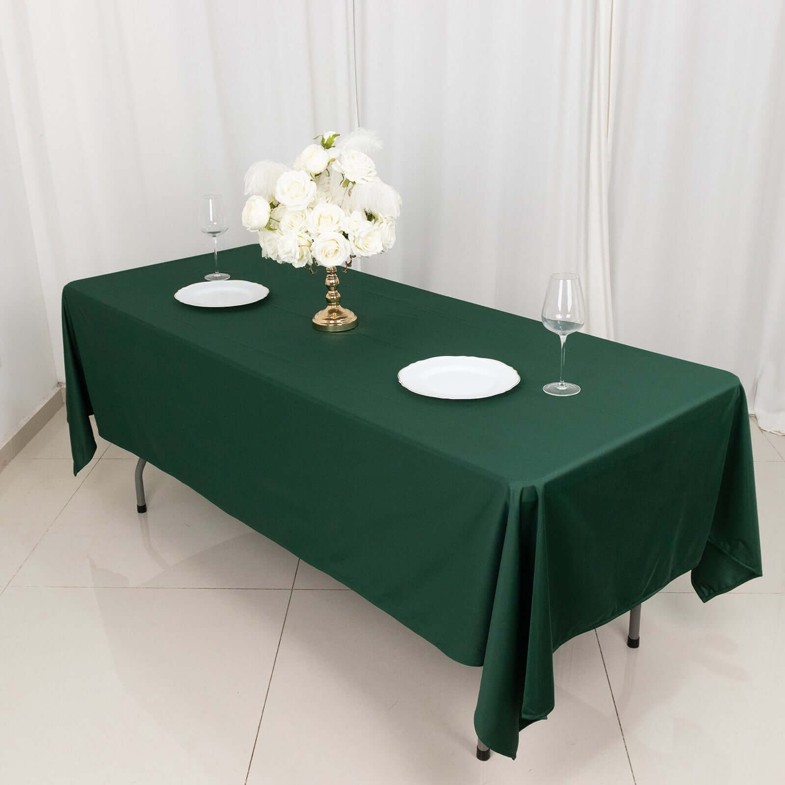 Exclusive Premium Scuba 60x102 Rectangular Tablecloth in Hunter Emerald Green - Wrinkle & Stain Free