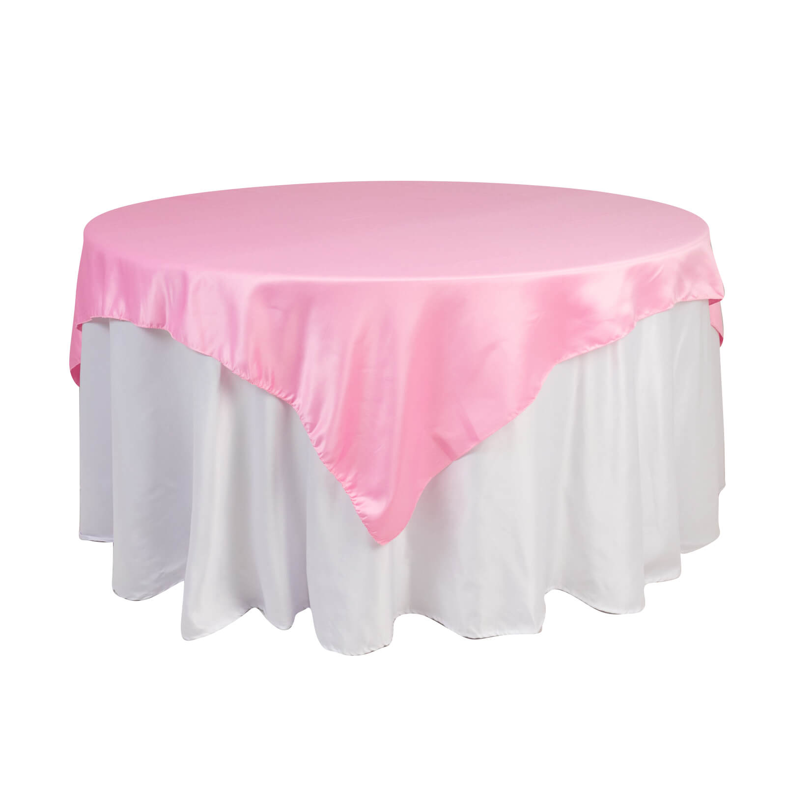 Hot! Pink Lamour Satin 72x72 Square Table Overlay with Smooth Finish