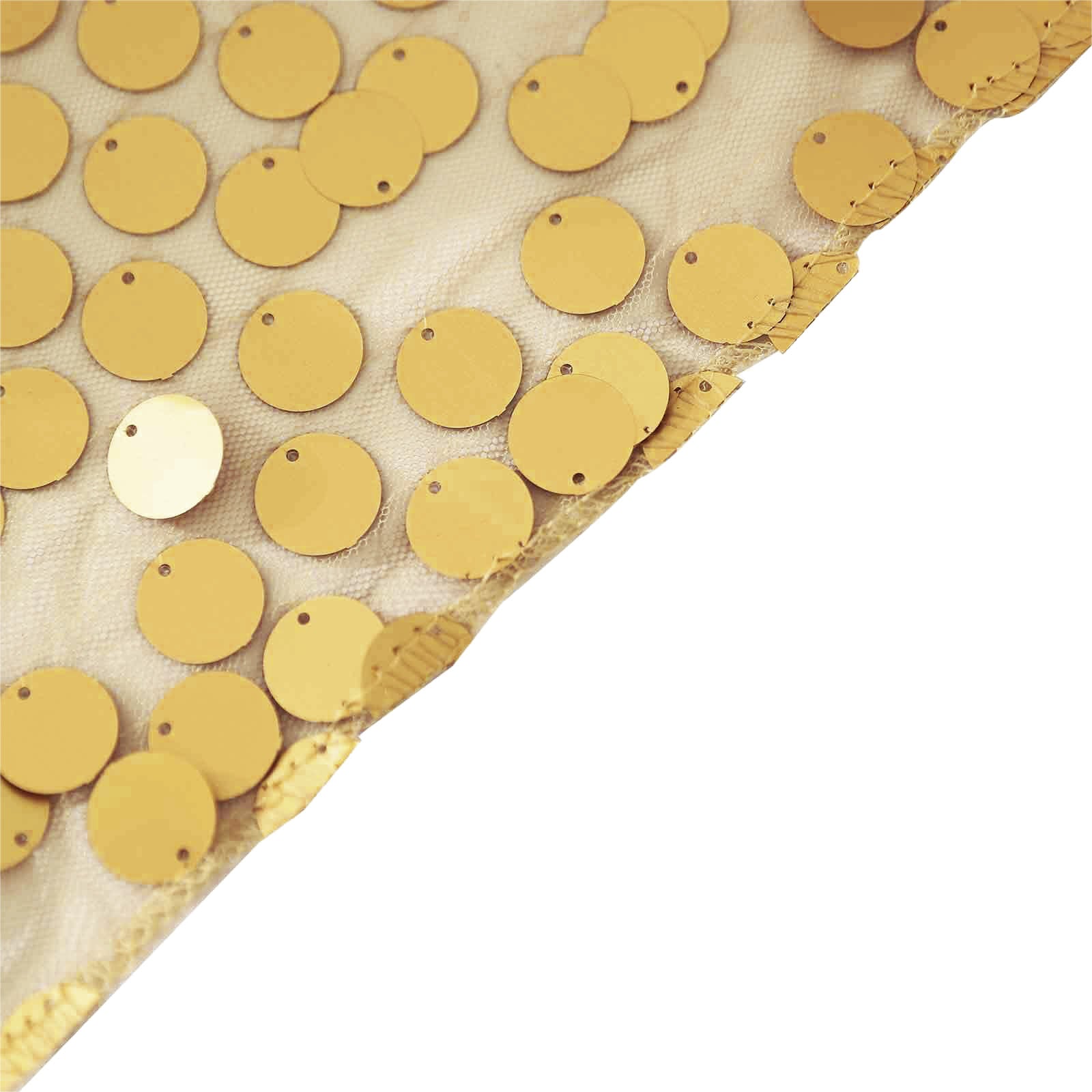 Champagne Sequin Round Tablecloth - 120' Diameter, Seamless for Weddings and Parties
