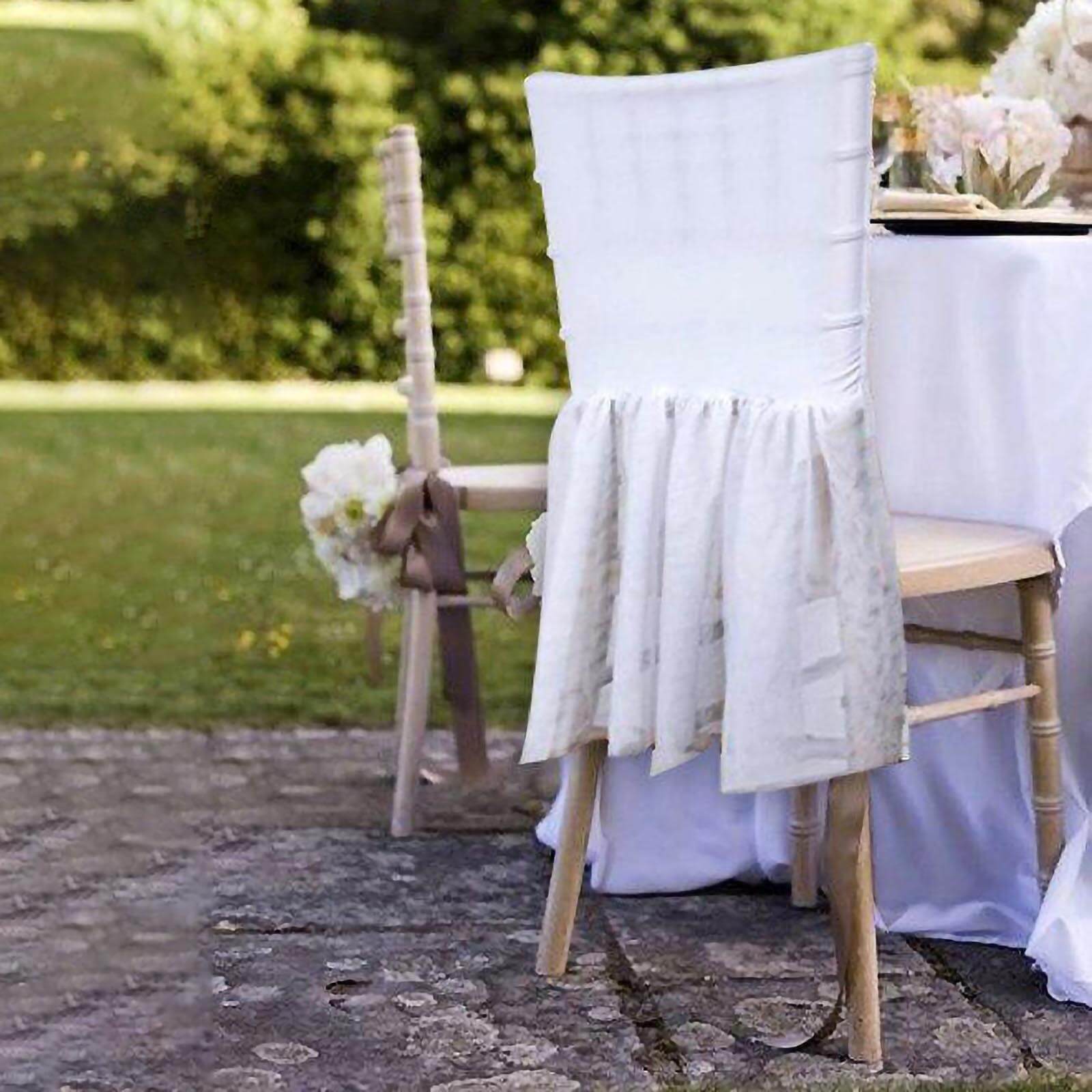Stylish White Spandex Chair Cover Skirt in Tutu Style for Weddings and Formal Events