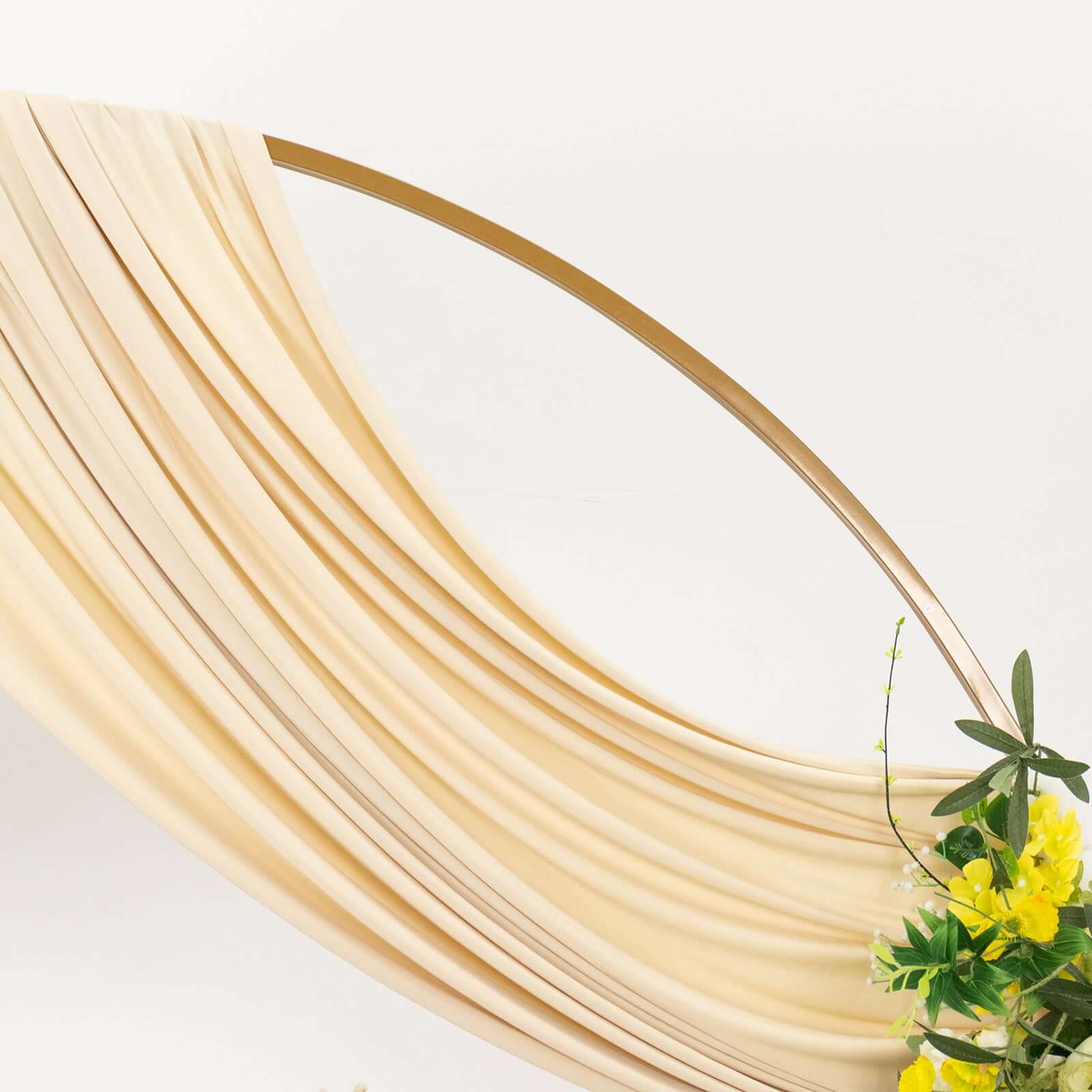 Hot Deal! Beige 5ftx18ft 4-Way Stretch Wrinkle-Free Spandex Event Curtain with Rod Pockets