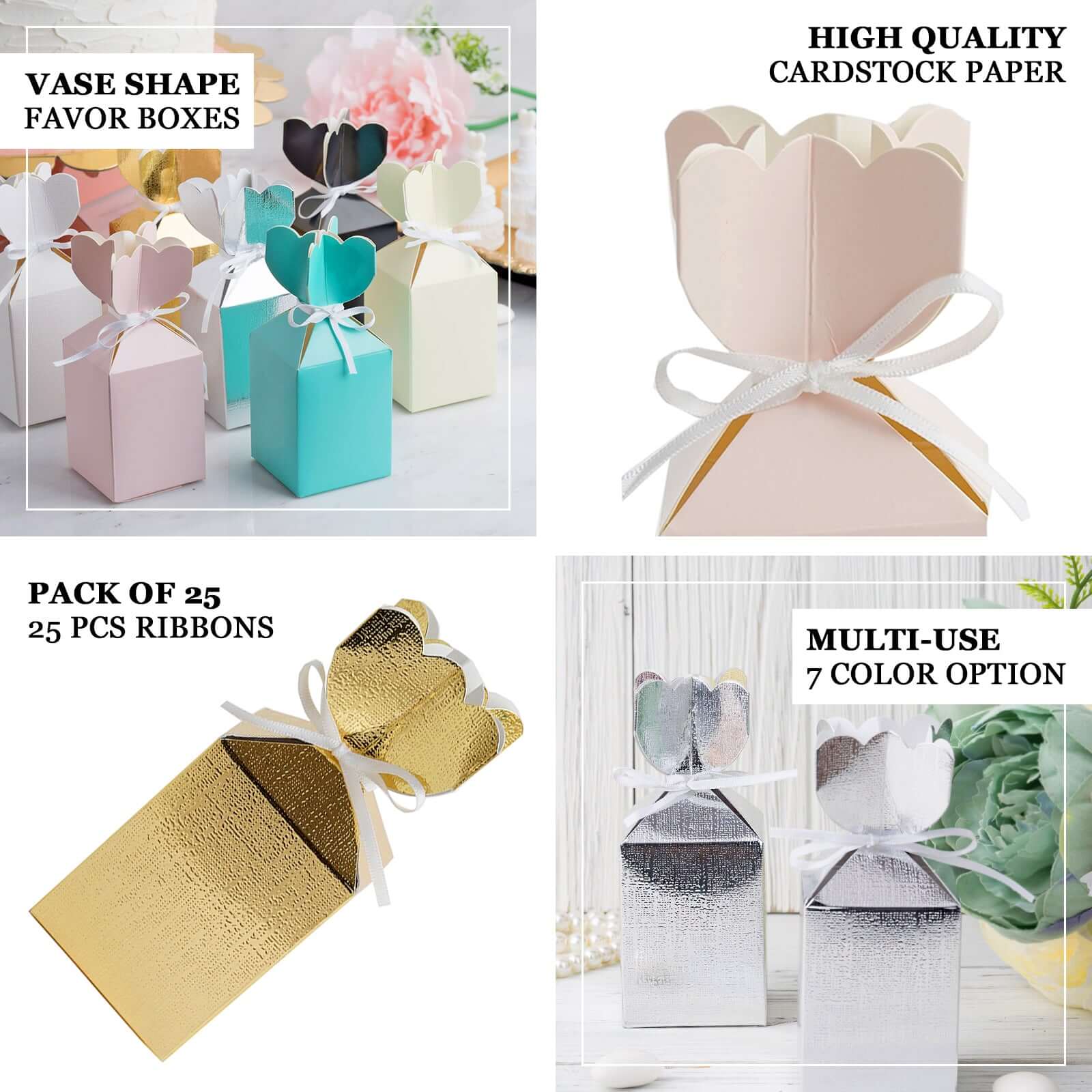 25-Pack Green Leaf Print Satin Ribbon Candy Gift Boxes - Perfect Party Favors