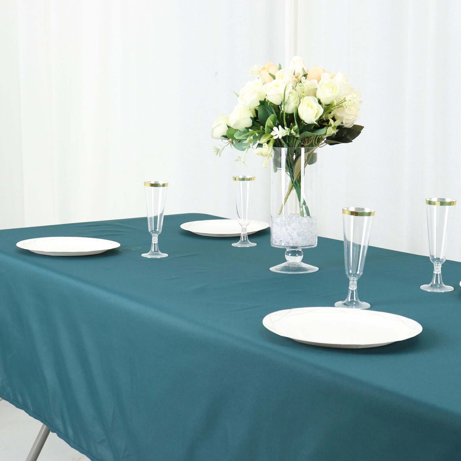 Super Durable and Stylish Polyester Rectangle Tablecloth in Peacock Teal - 60x102