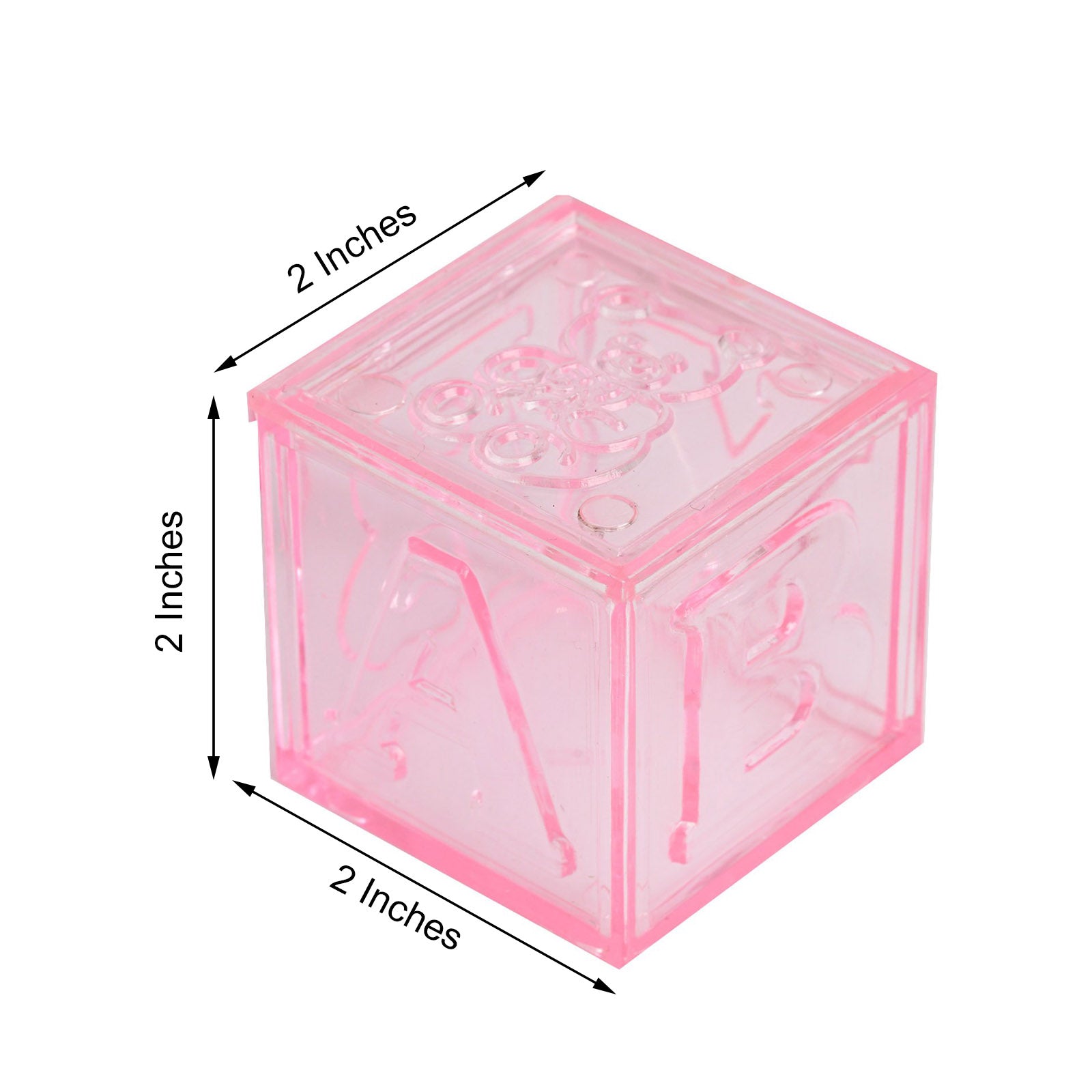 Hot Sale! 12-Pack Pink Plastic Fillable Baby Shower Candy Gift Boxes in Transparent Baby Blocks Shape