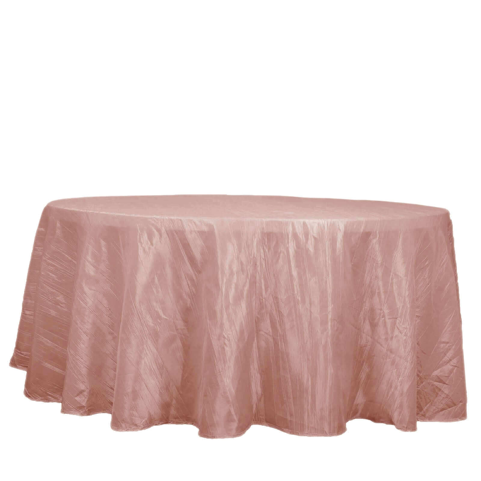 120-Inch Seamless Accordion Crinkle Dusty Rose Taffeta Round Tablecloth